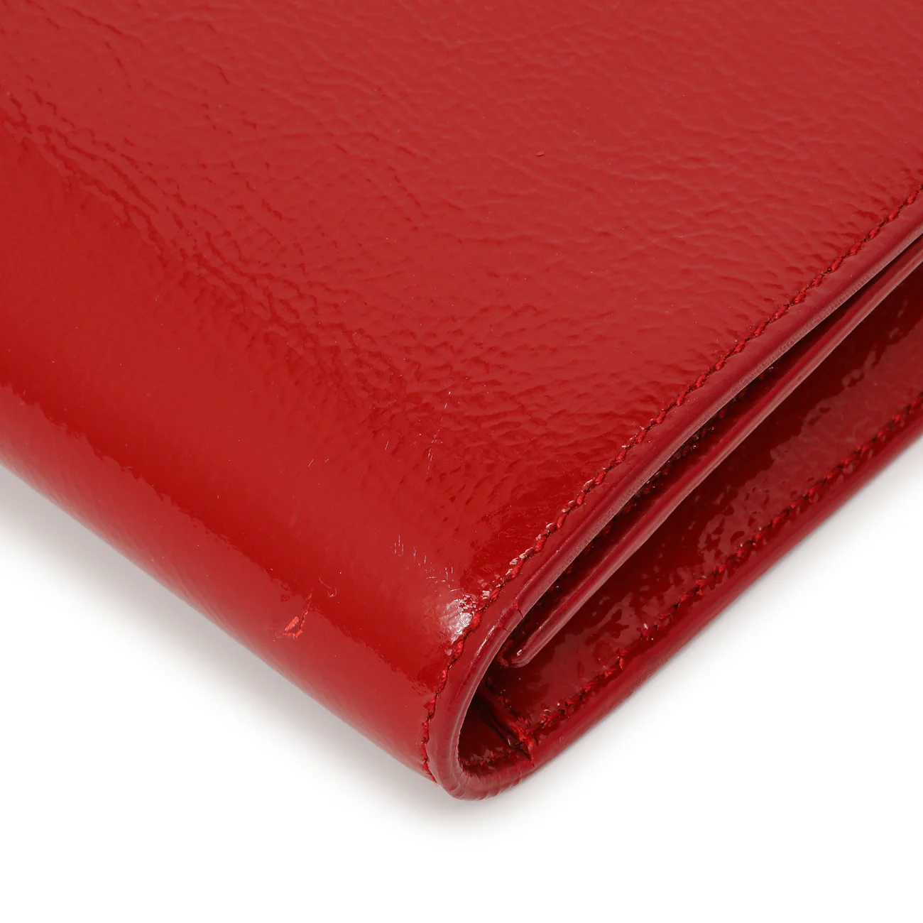 Saint Laurent Red Textured Patent Monogram Large Belle De Jour Clutch - Image 7