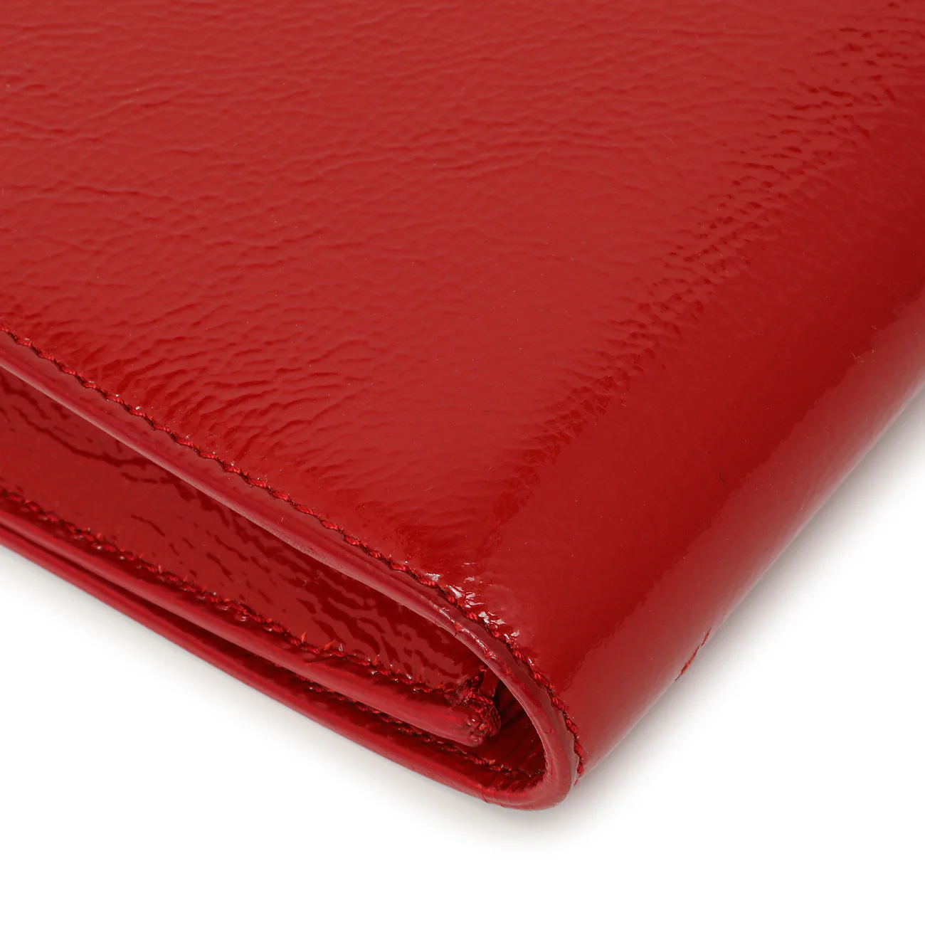 Saint Laurent Red Textured Patent Monogram Large Belle De Jour Clutch - Image 8