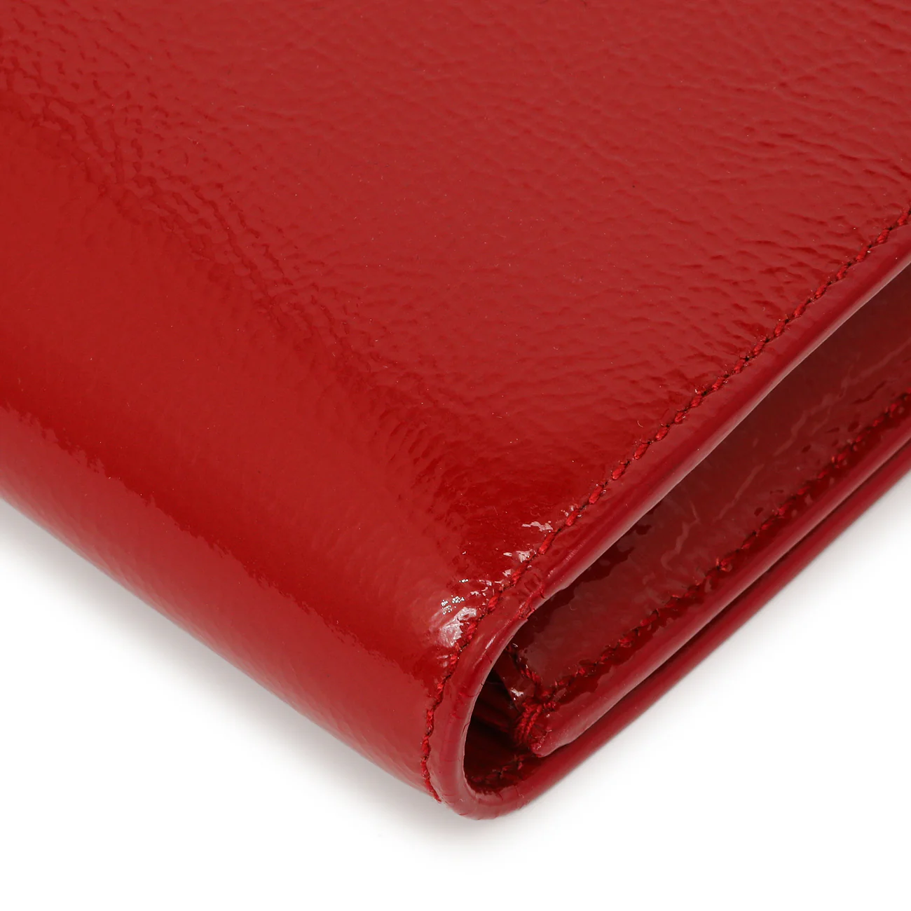 Saint Laurent Red Textured Patent Monogram Large Belle De Jour Clutch - Image 9