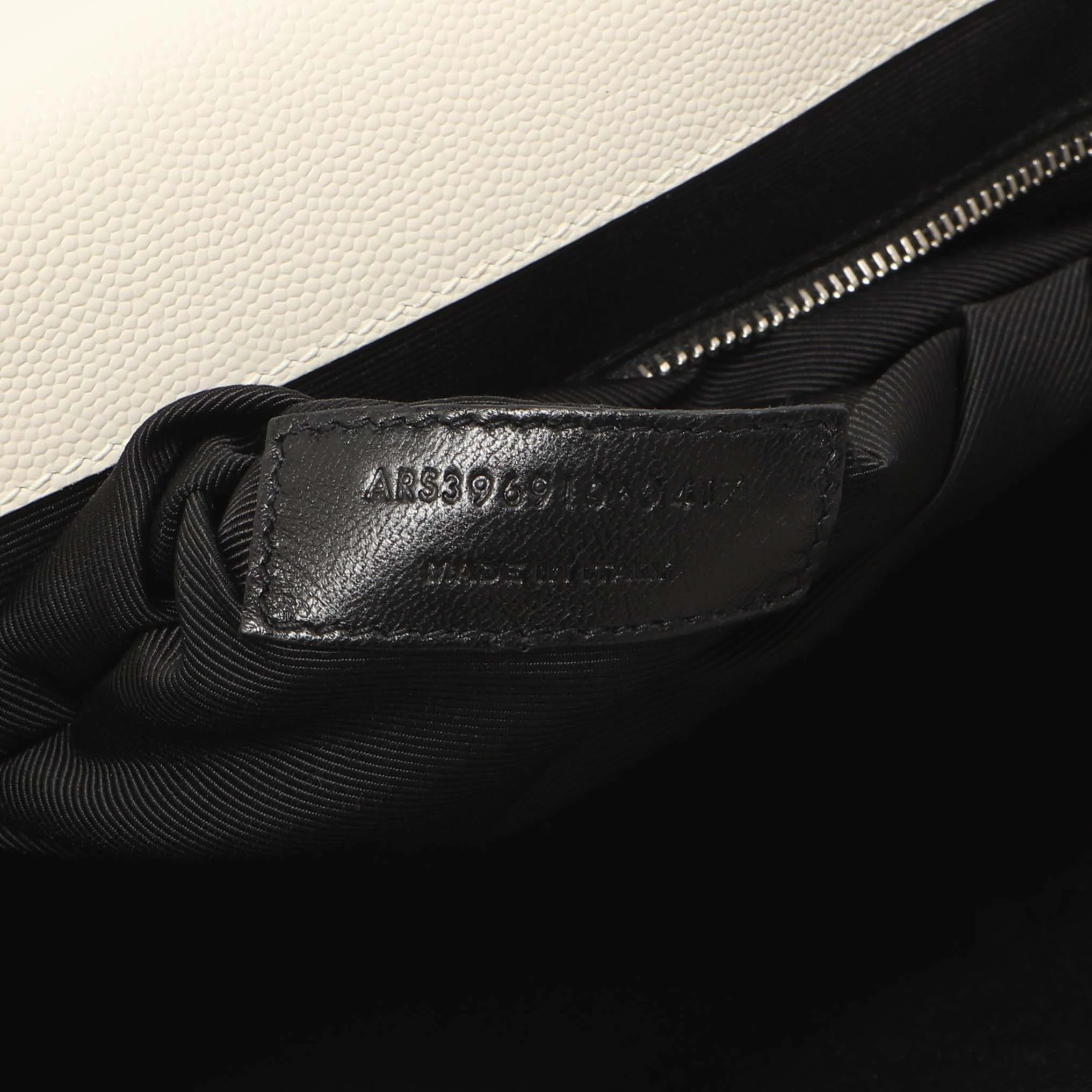 Saint Laurent White Grain De Poudre Matelasse Chevron Large Triquilt Monogram Satchel - Image 11