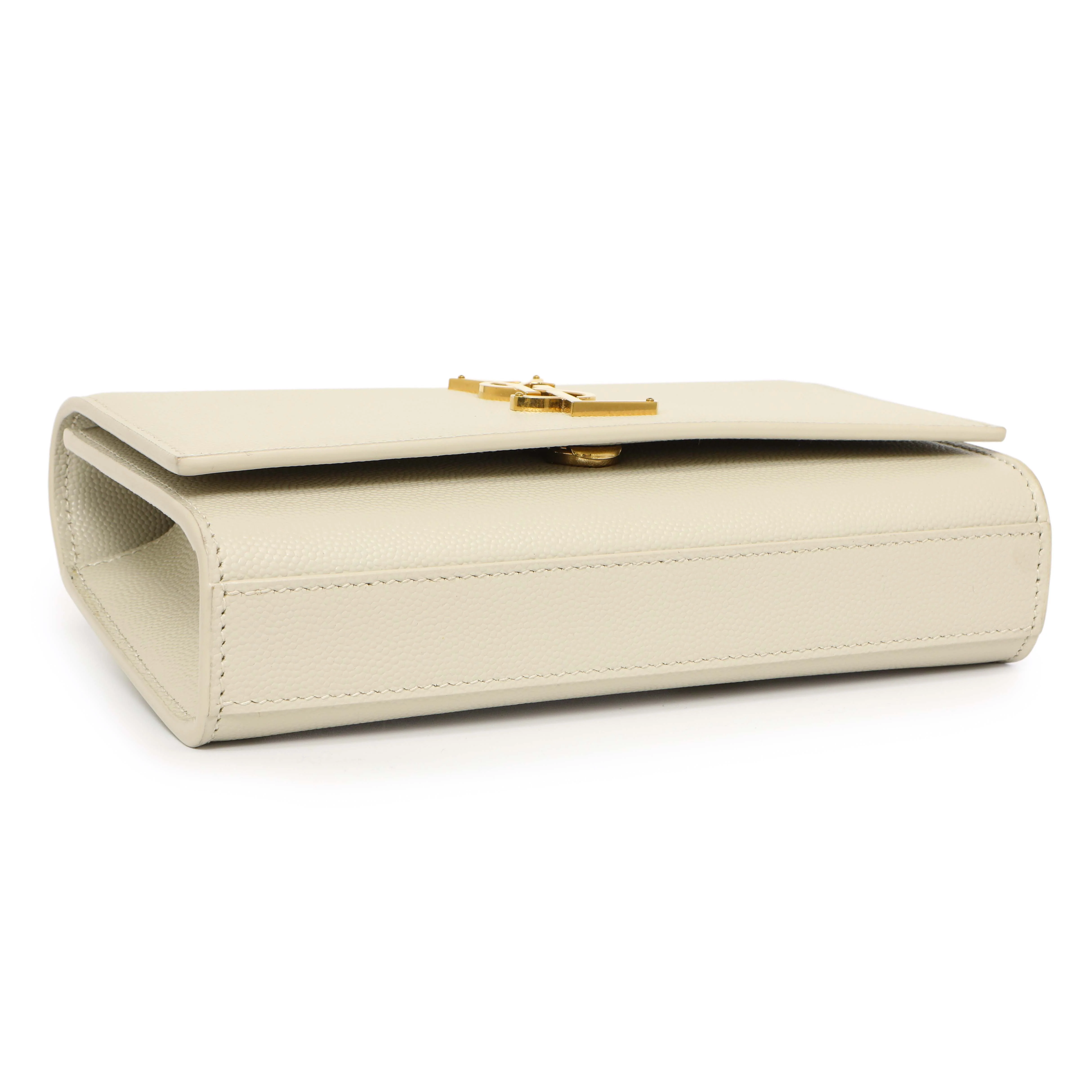 Saint Laurent White Grain De Poudre Monogram Kate Belt Bag - Image 3