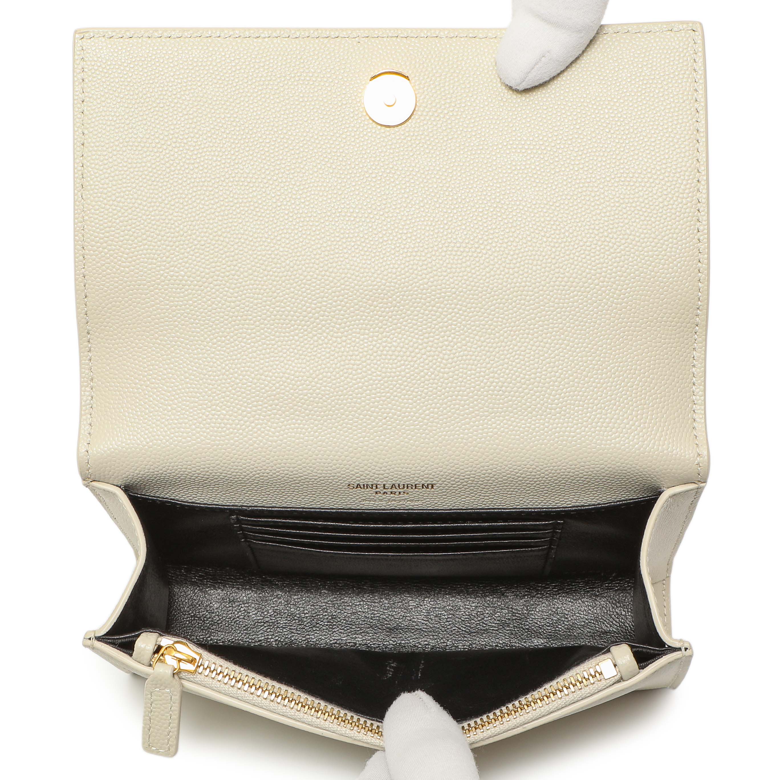 Saint Laurent White Grain De Poudre Monogram Kate Belt Bag - Image 4