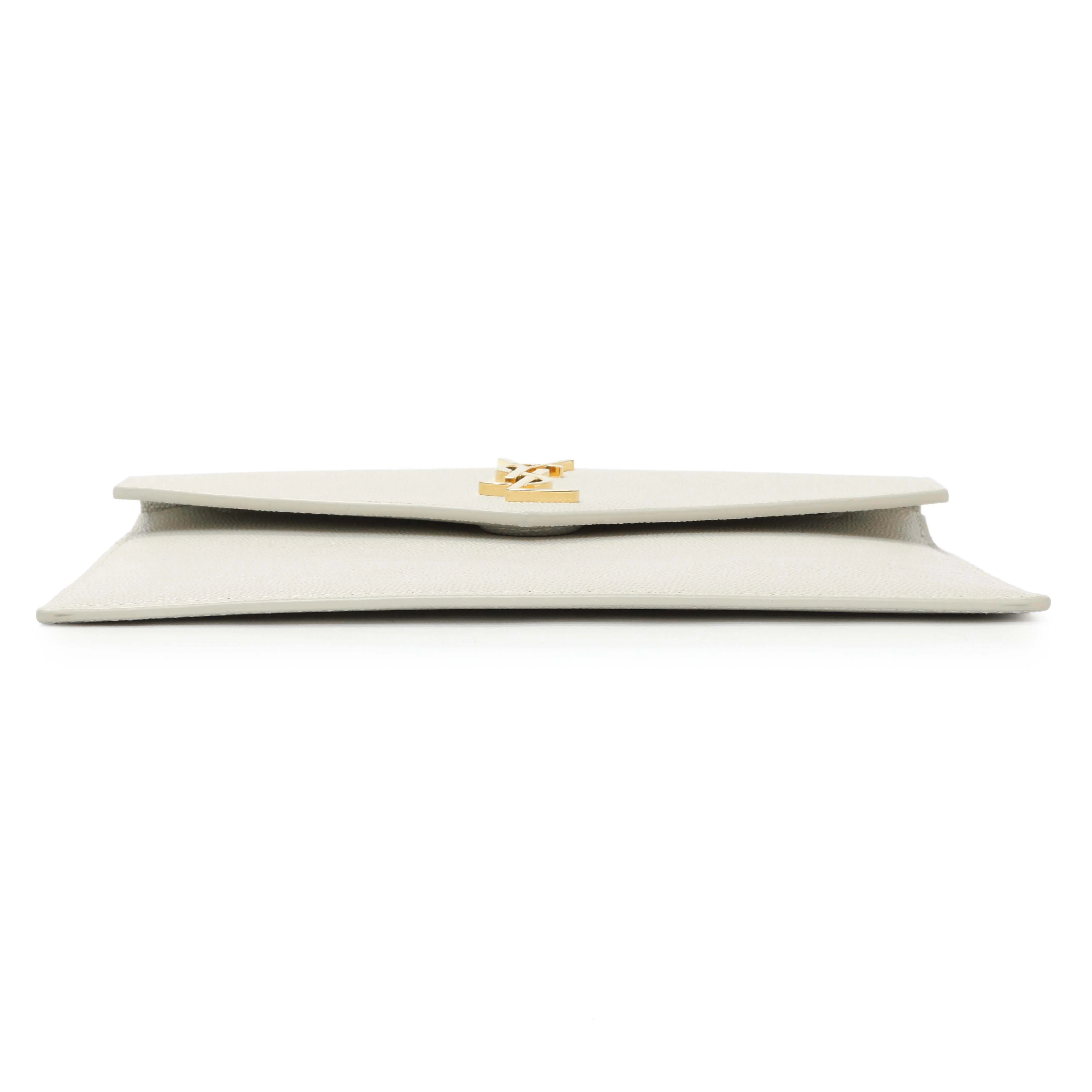 Saint Laurent White Grain De Poudre Uptown Baby Pouch - Image 3