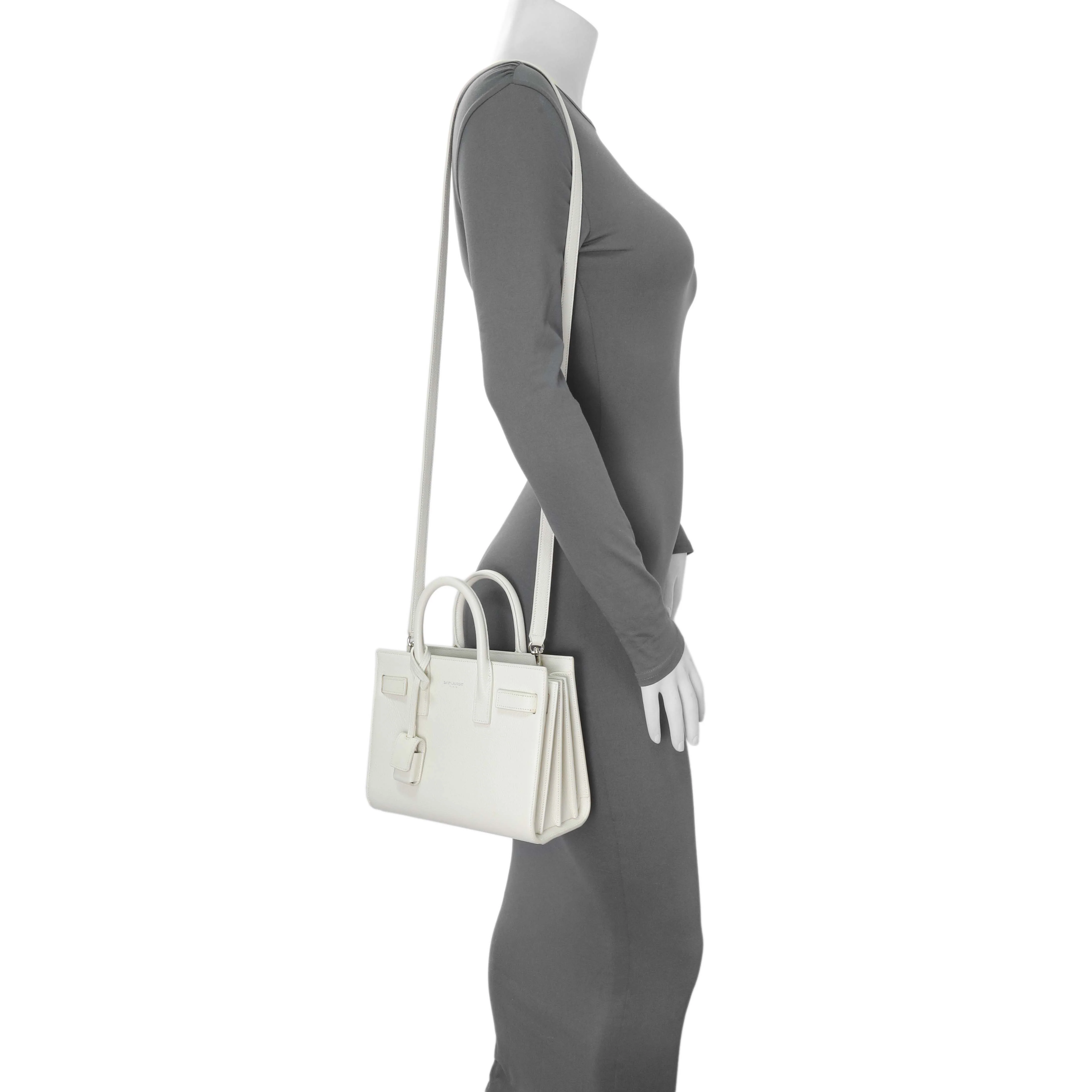 Saint Laurent White Grained Calfskin Nano Sac De Jour - Image 7