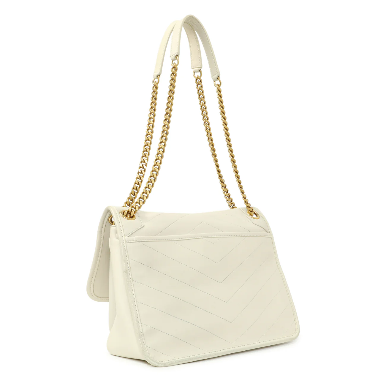 Saint Laurent White Lambskin Matelasse Monogram Medium Niki Chain Satchel - Image 2