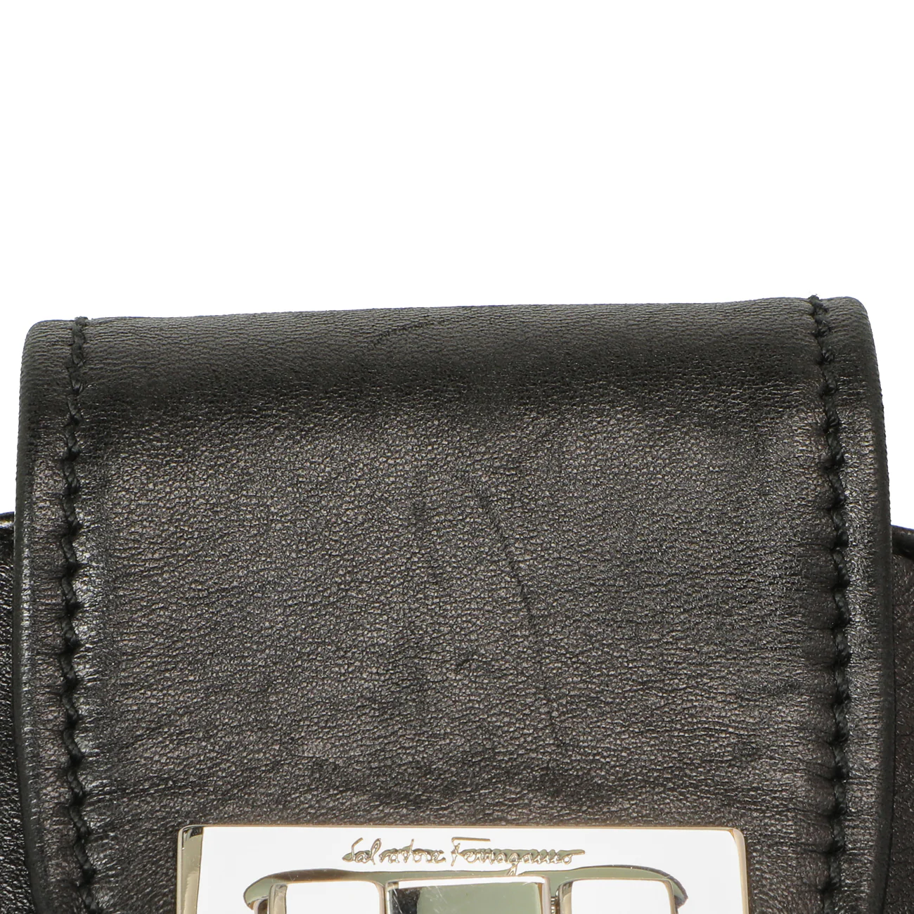 Salvatore Ferragamo Black Calfskin Gancini Bag - Image 13