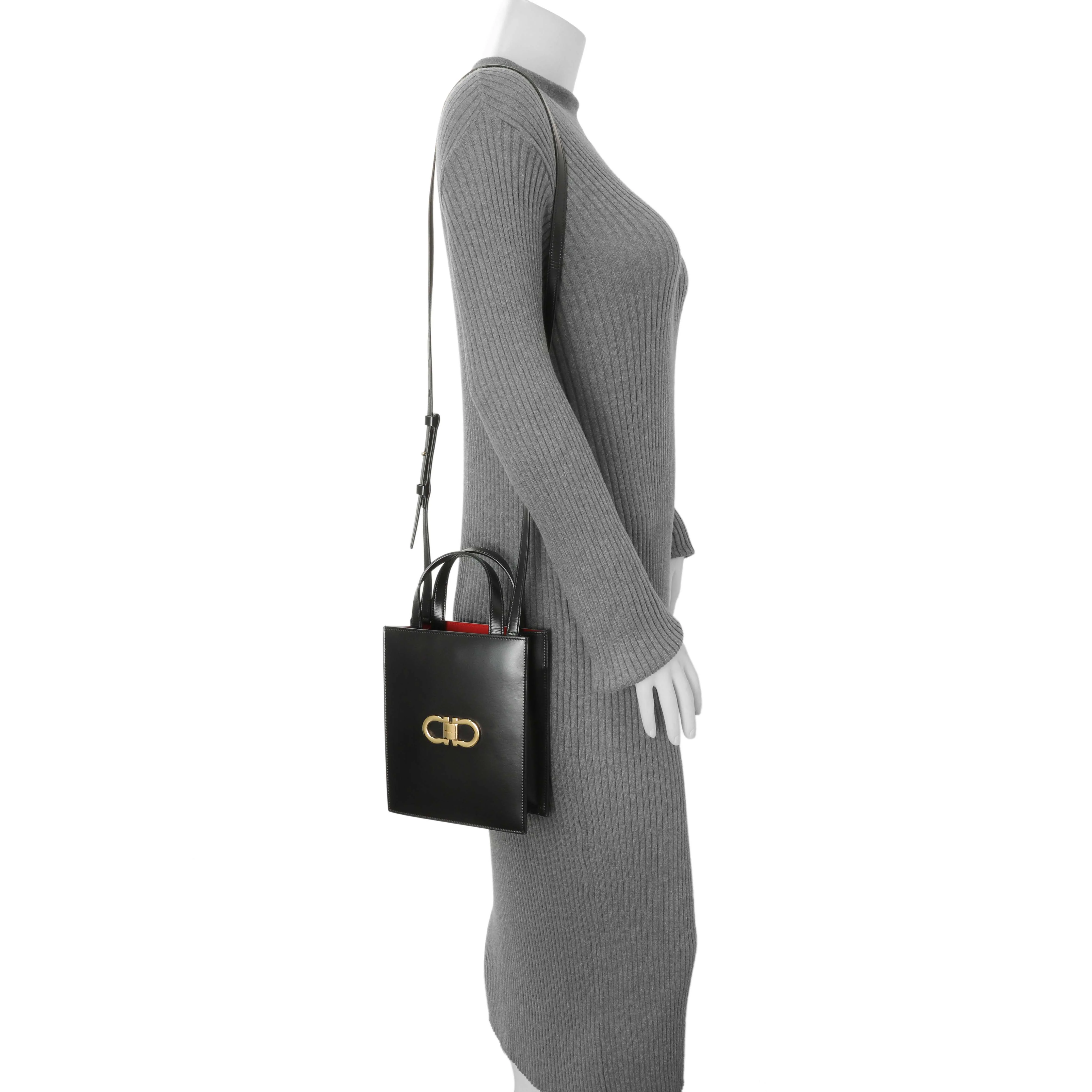 Salvatore Ferragamo Black Calfskin Mini Tote - Image 8