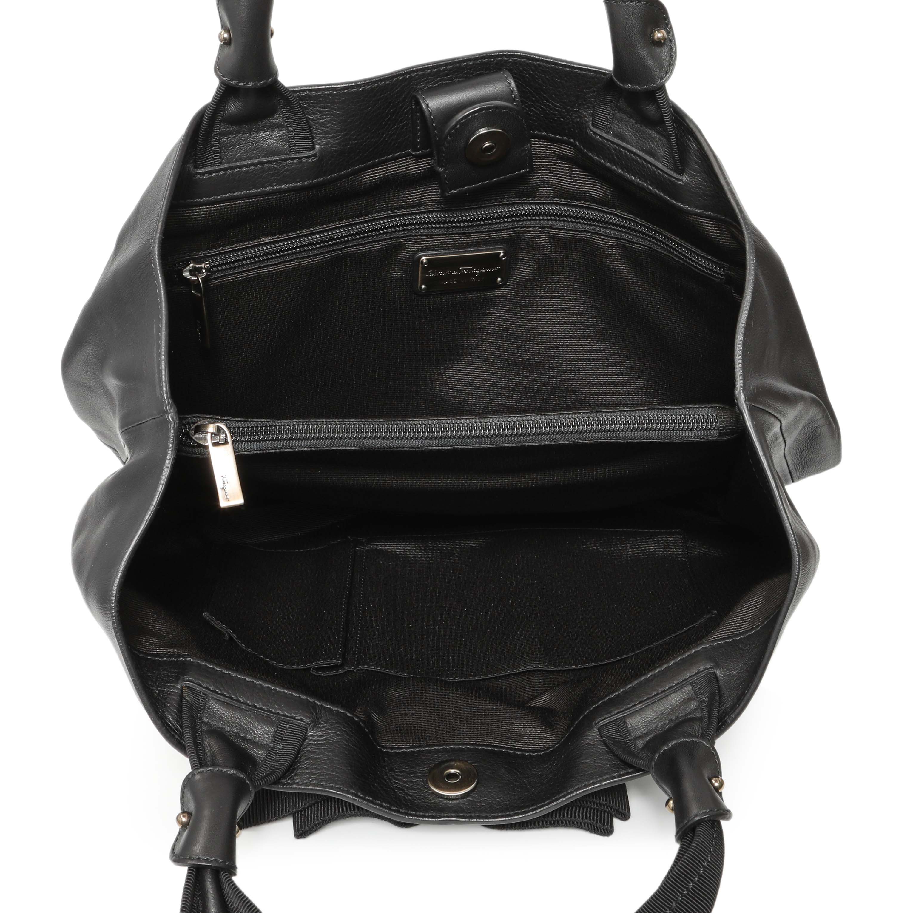 Salvatore Ferragamo Black Calfskin Vara Tote - Image 4