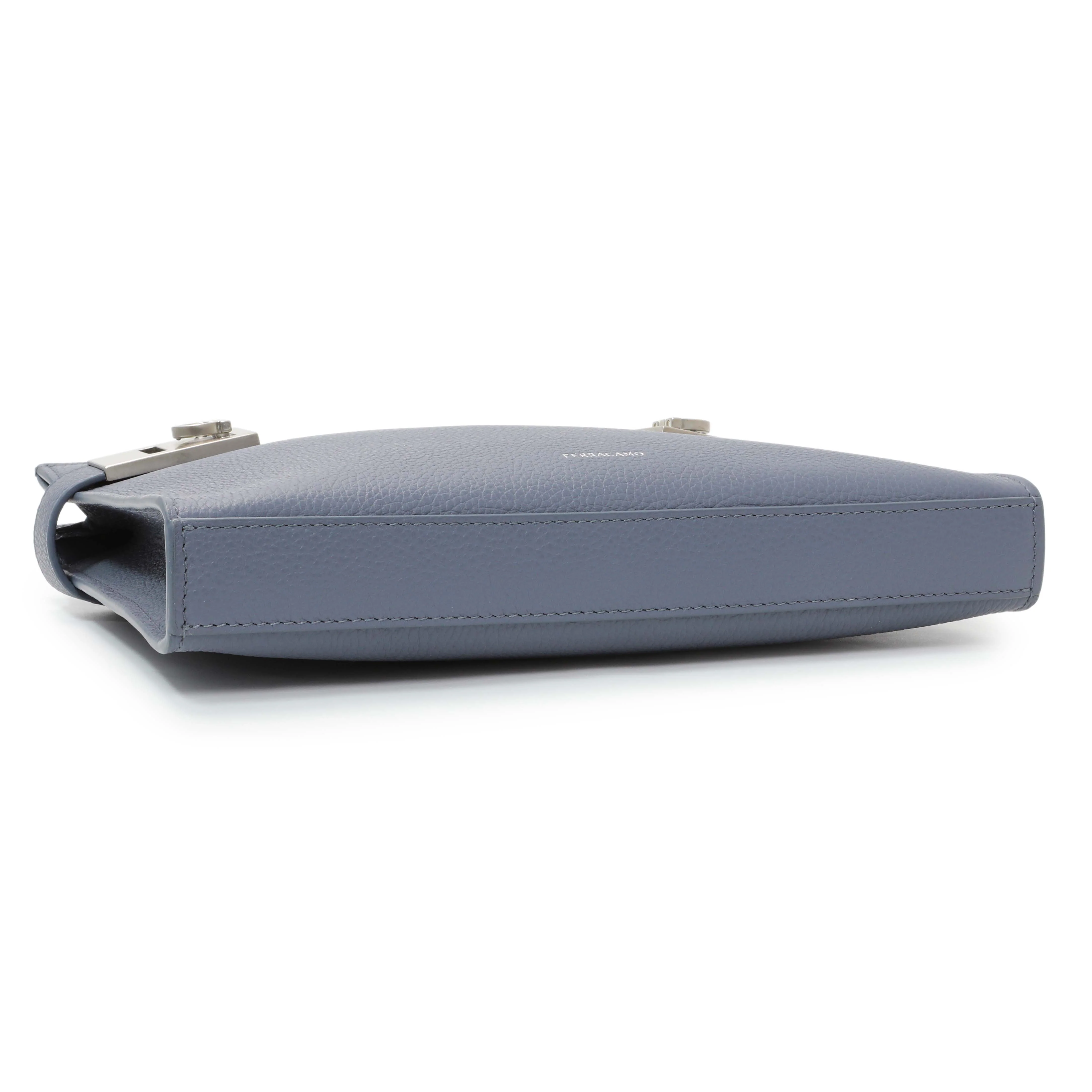 Salvatore Ferragamo Blue Twin Pouch with Gancini Buckles - Image 3