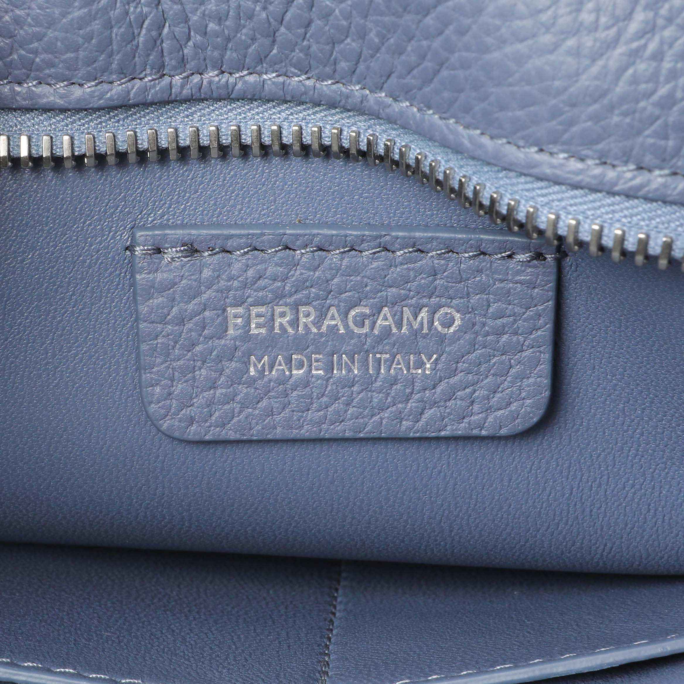 Salvatore Ferragamo Blue Twin Pouch with Gancini Buckles - Image 9