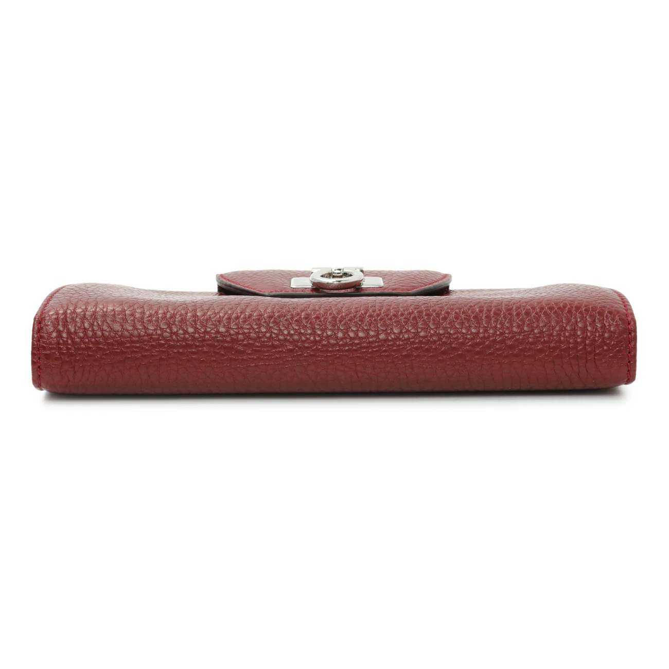 Salvatore Ferragamo Burgundy Calfskin Gancini Flap Wallet - Image 3