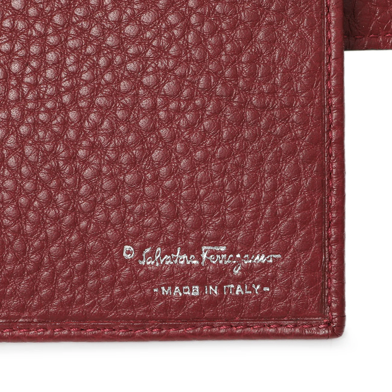 Salvatore Ferragamo Burgundy Calfskin Gancini Flap Wallet - Image 5