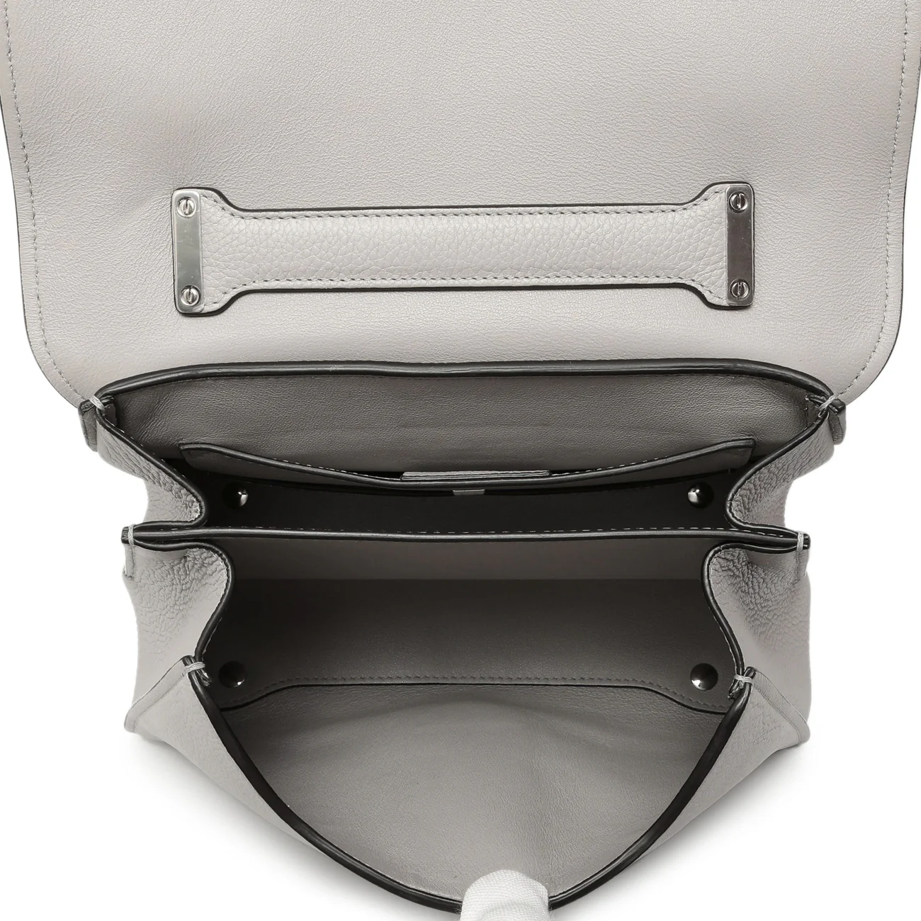 Salvatore Ferragamo Grey Calfskin Small Margot Top Handle - Image 4