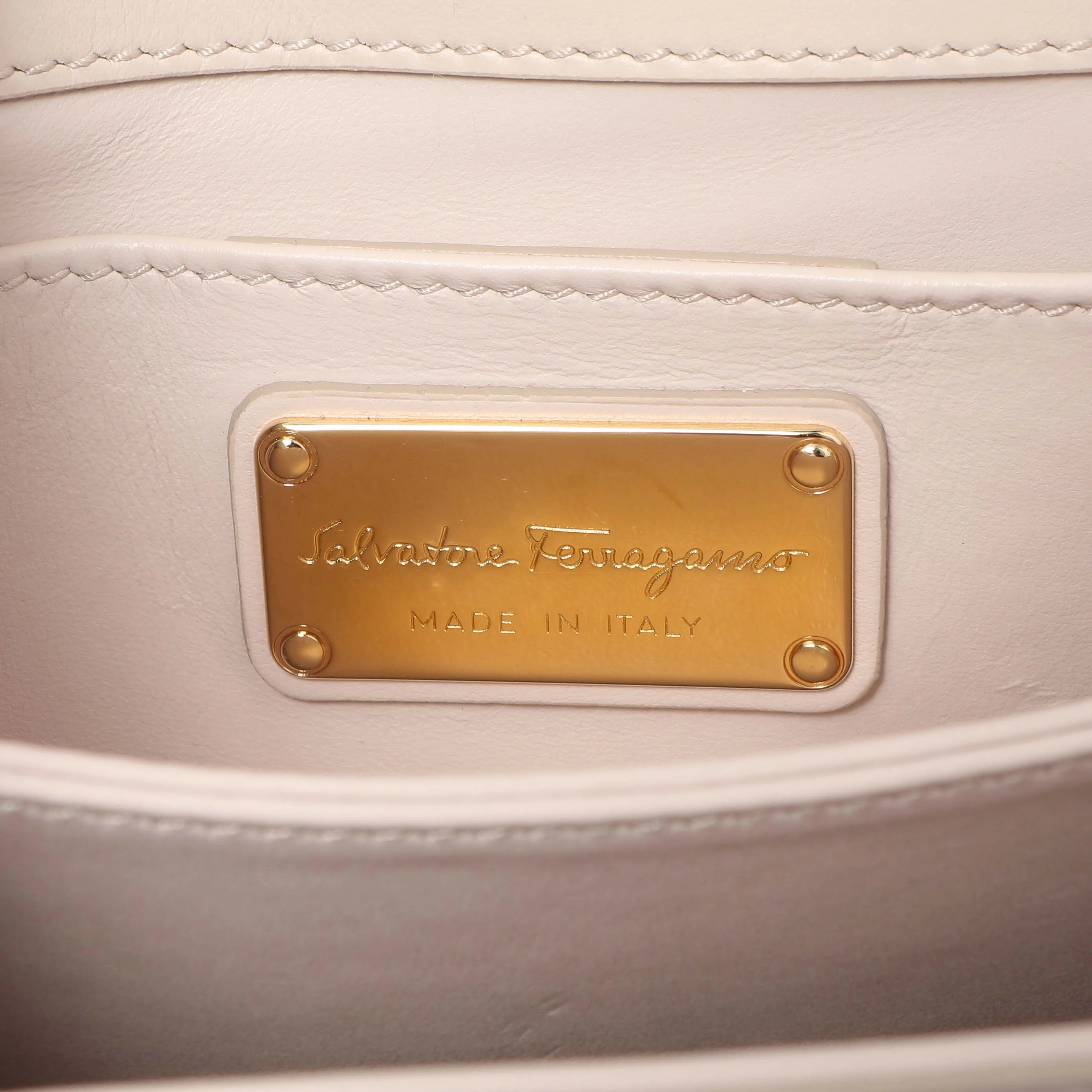 Salvatore Ferragamo Nude Calfskin Thalia Crossbody Bag - Image 10