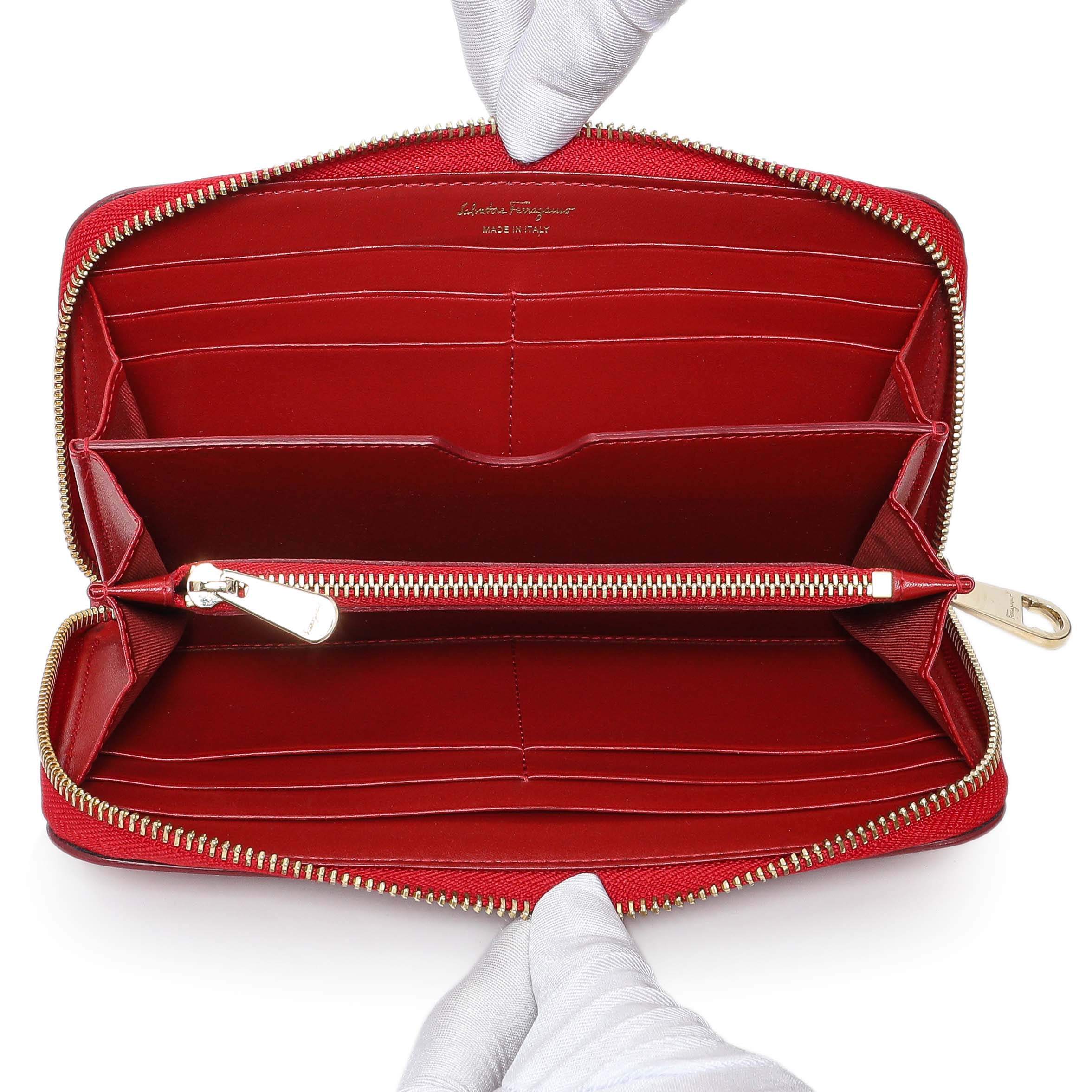 Salvatore Ferragamo Red Calfskin Continental Wallet - Image 4