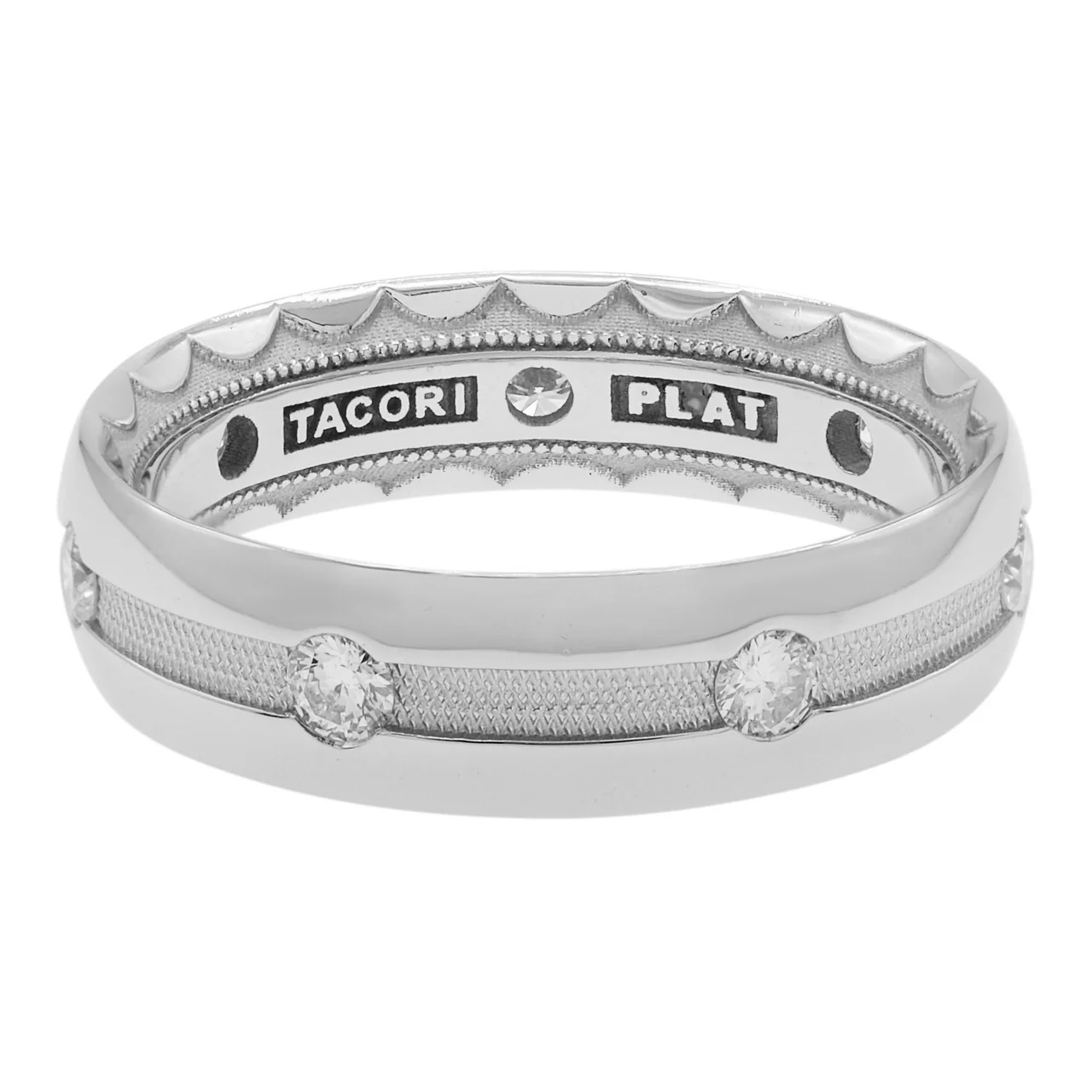 Tacori Platinum & Diamond Milgrain Band Ring