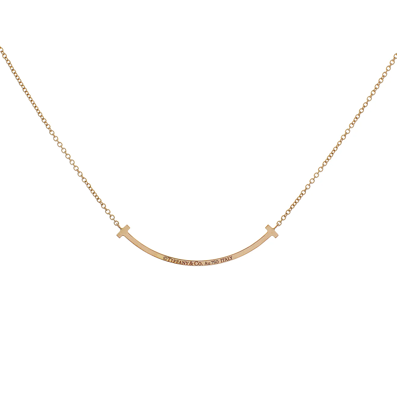 Tiffany & Co. 18K Rose Gold Diamond Small T Smile Pendant - Image 2