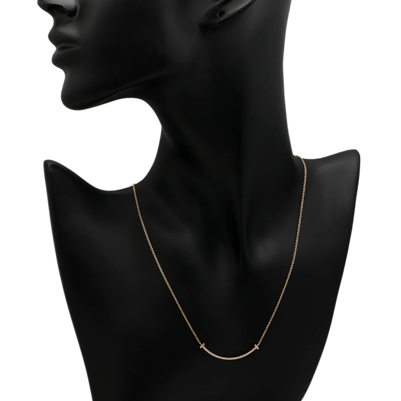 Tiffany & Co. 18K Rose Gold Diamond Small T Smile Pendant - Image 5