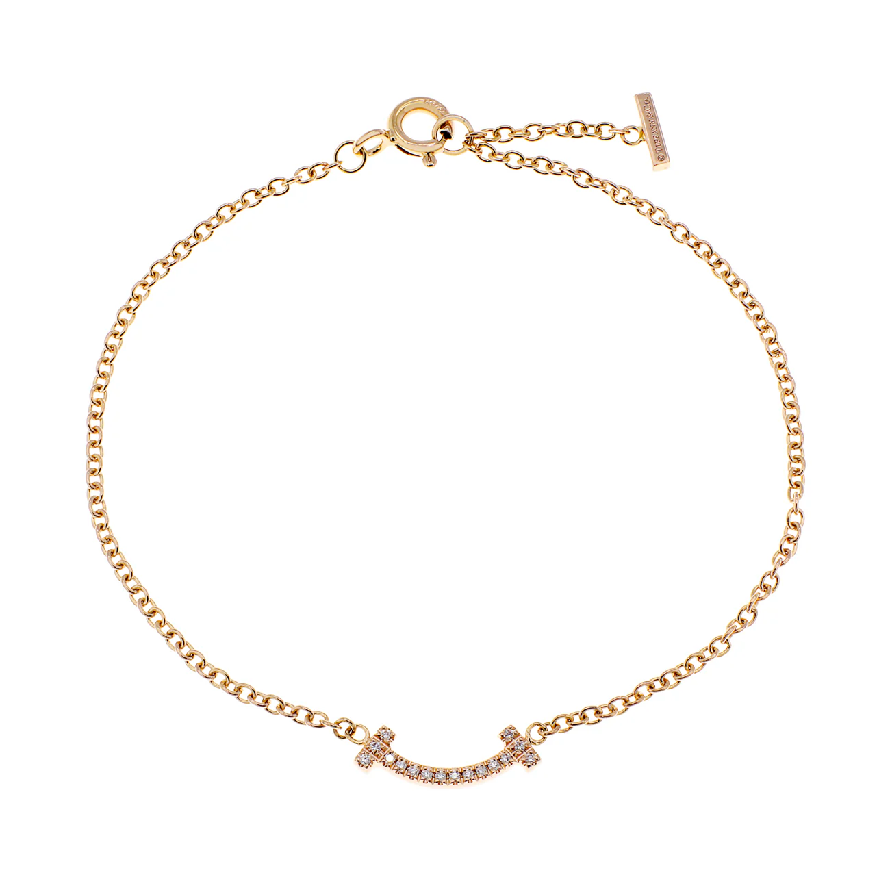 Tiffany & Co. 18K Rose Gold Diamond T Smile Bracelet