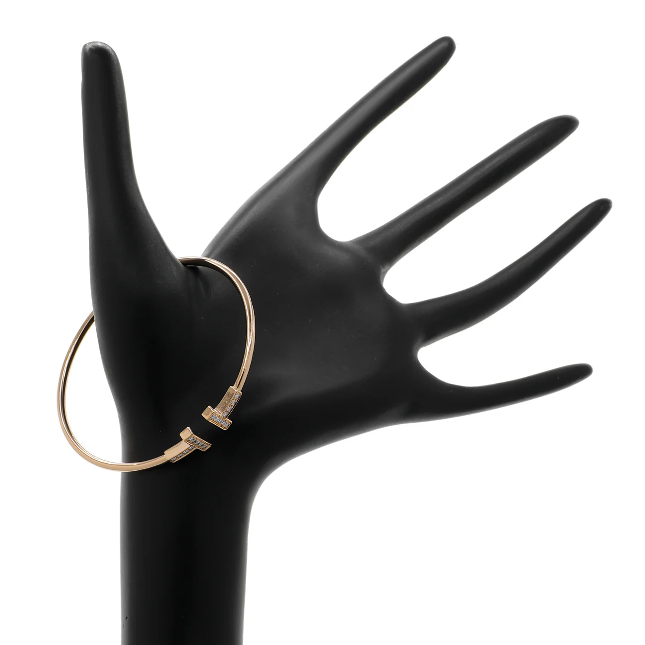 Tiffany & Co. 18K Rose Gold Diamond T Wire Bracelet - Image 3