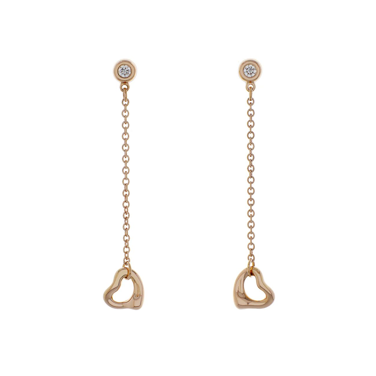Tiffany & Co. 18K Rose Gold Diamonds by the Yard Open Heart Earrings