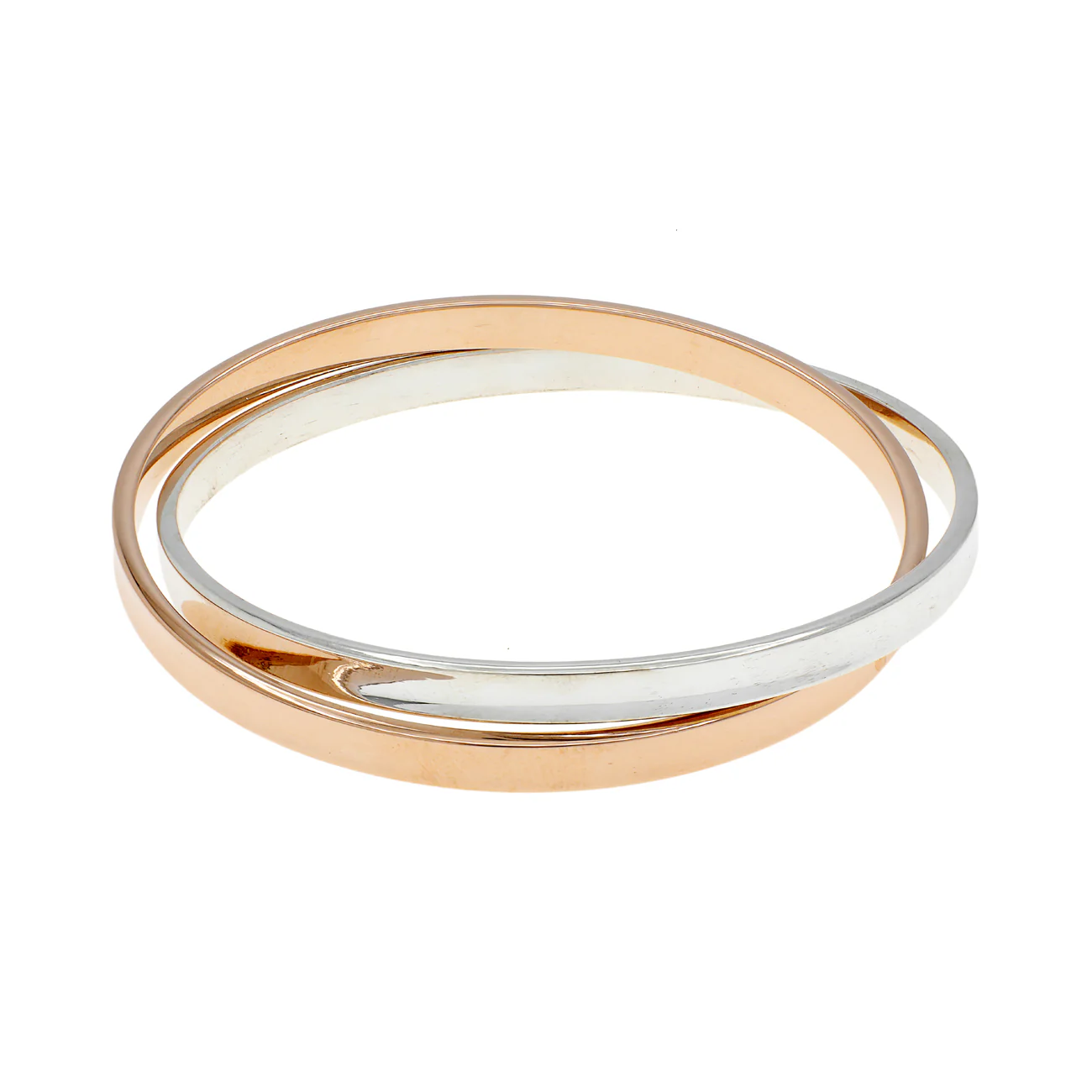 Tiffany & Co. 18K Rose Gold Sterling Silver 1837 Interlocking Circles Bangle - Image 2