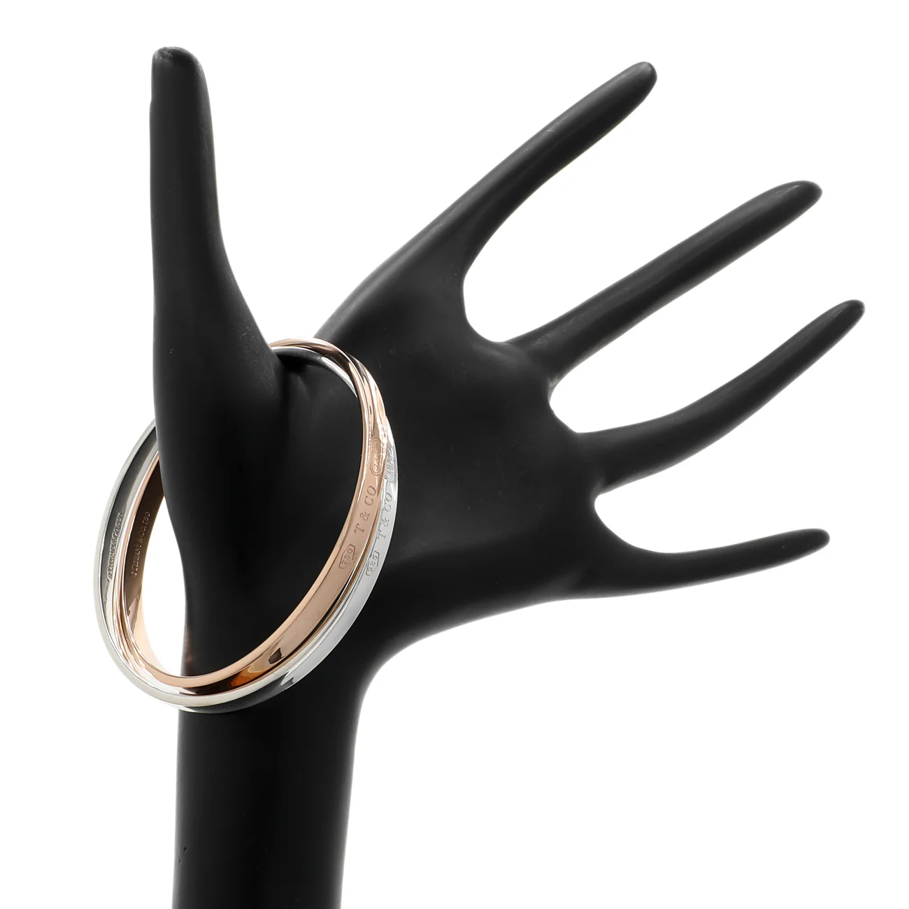 Tiffany & Co. 18K Rose Gold Sterling Silver 1837 Interlocking Circles Bangle - Image 3