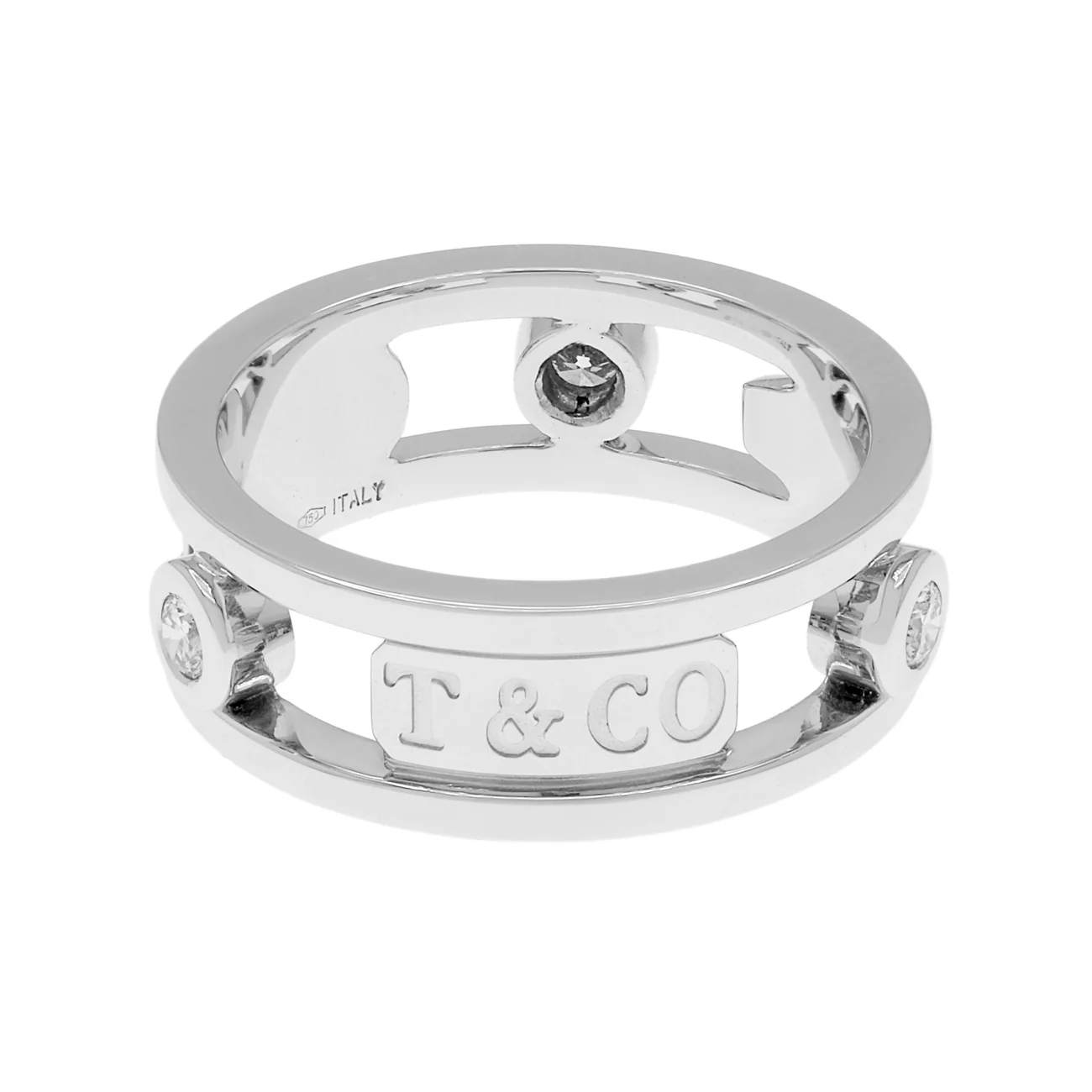 Tiffany & Co. 18K White Gold Diamond 1837 Element Ring
