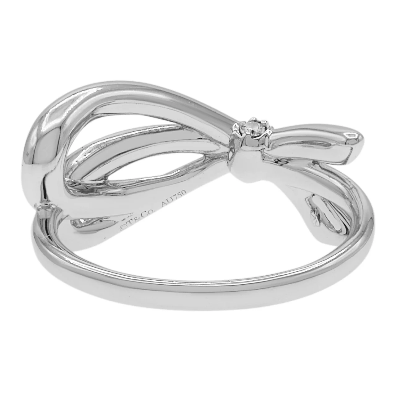 Tiffany & Co. 18K White Gold Diamond Bow Ring - Image 2