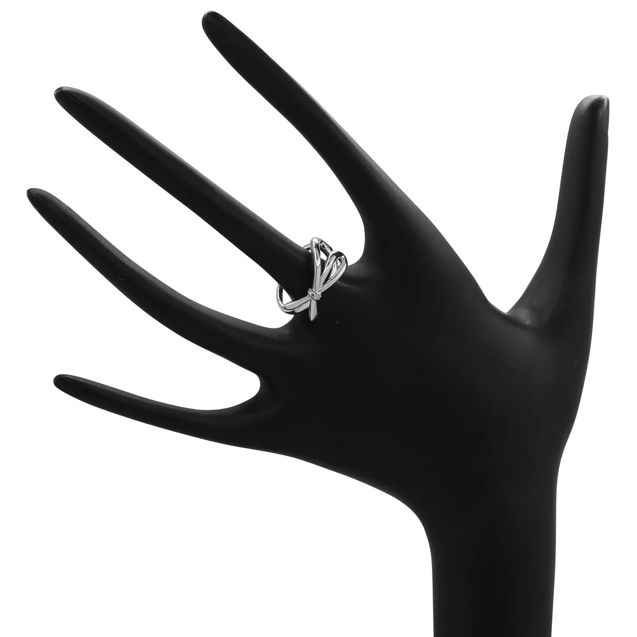 Tiffany & Co. 18K White Gold Diamond Bow Ring - Image 3
