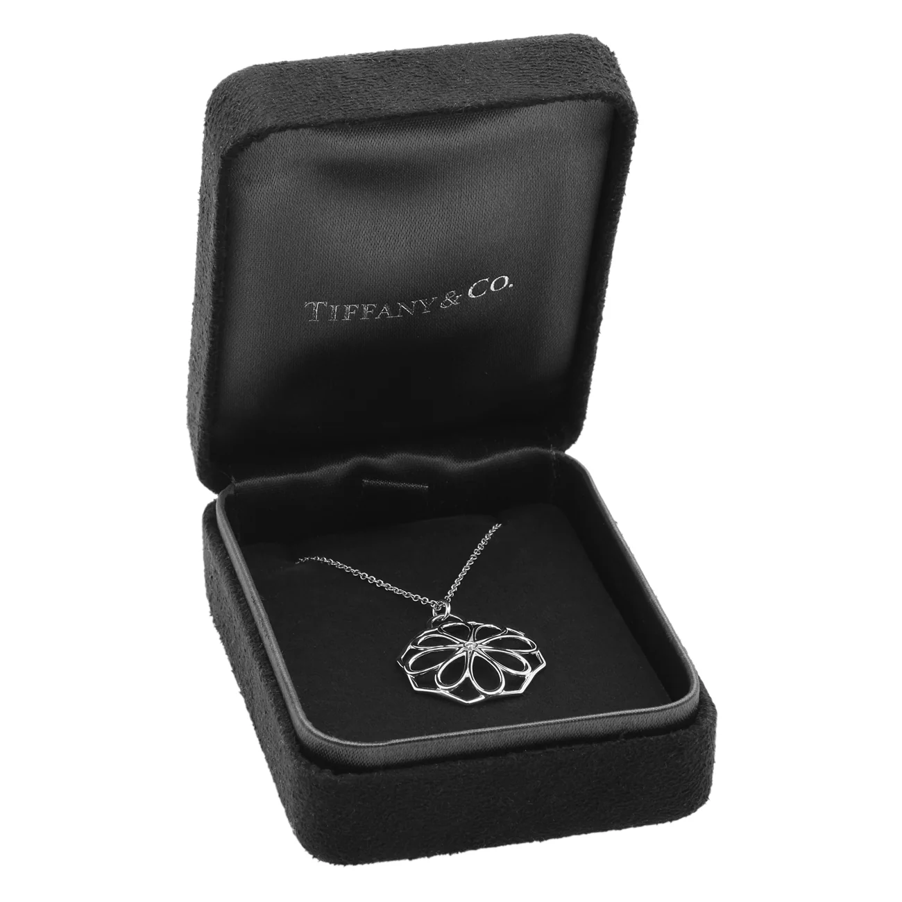 Tiffany & Co. 18K White Gold Diamond Floral Pendant Necklace - Image 6