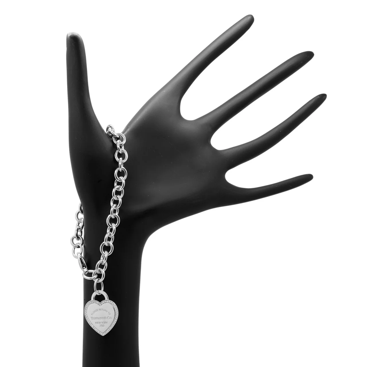 Tiffany & Co. 18K White Gold & Diamond Heart Tag Bracelet - Image 3