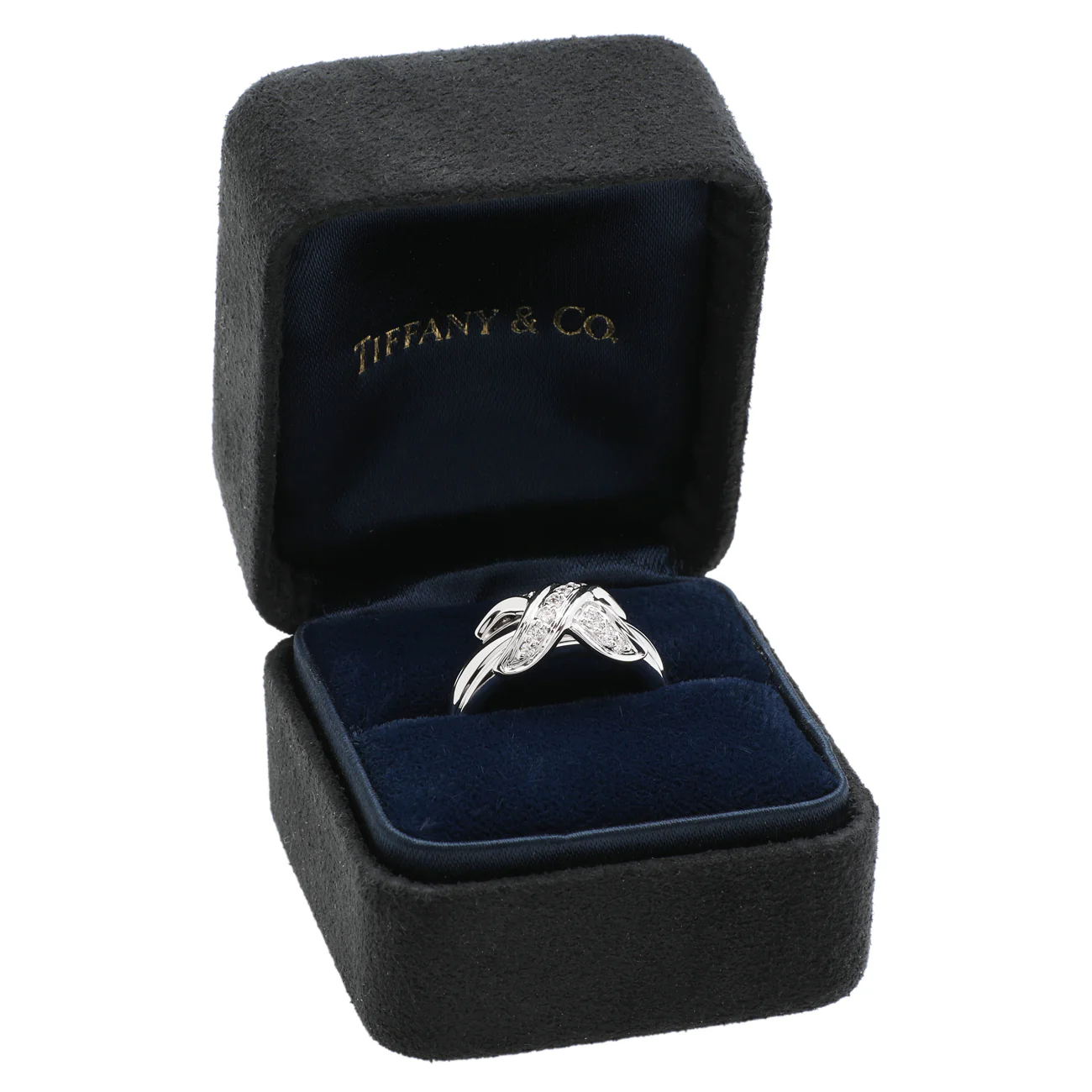 Tiffany & Co. 18K White Gold Diamond Signature X Ring - Image 4