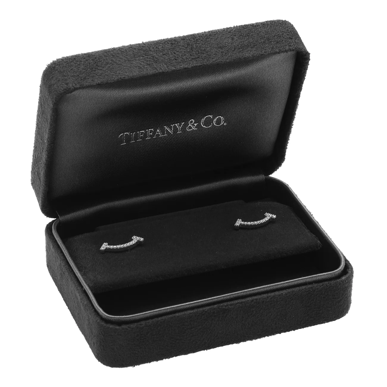 Tiffany & Co. 18K White Gold Diamond T Smile Earrings - Image 4