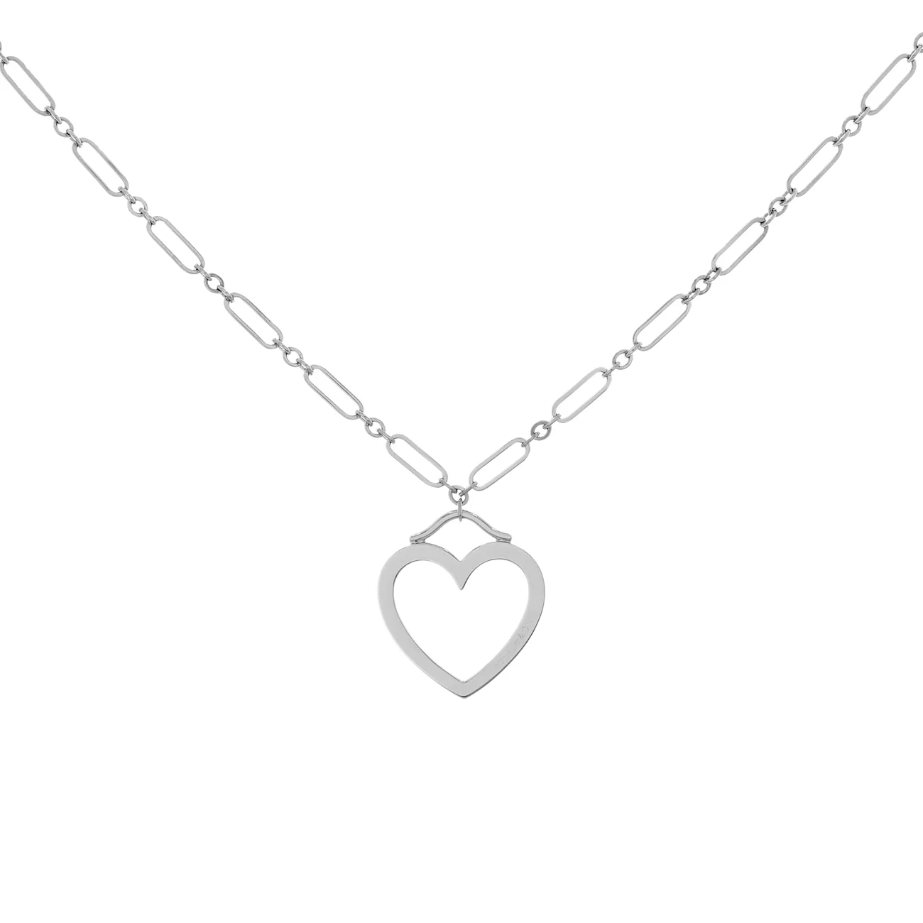 Tiffany & Co. 18K White Gold Sentimental Heart Pendant Necklace