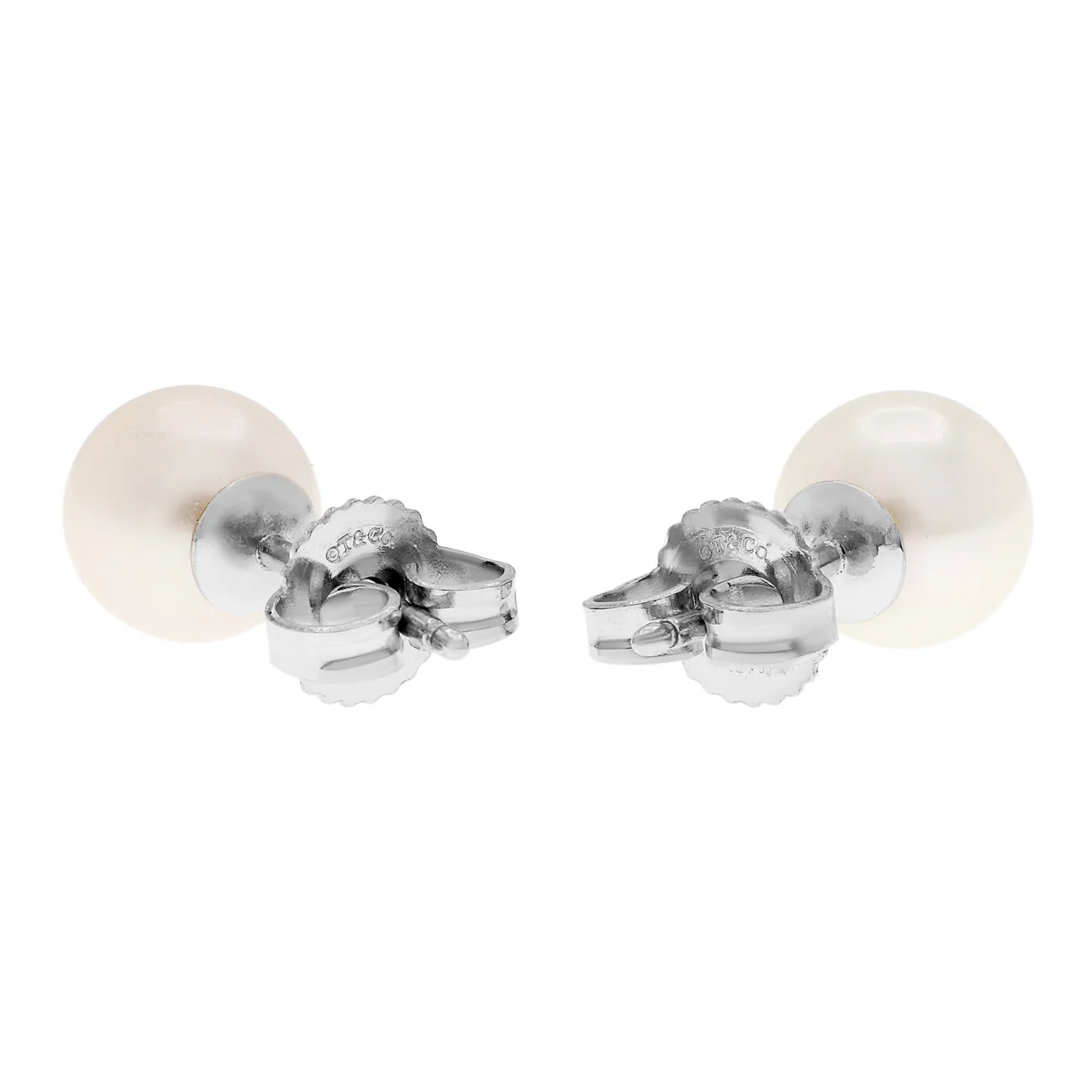 Tiffany & Co. 18K White Gold Signature Pearl Earrings - Image 2