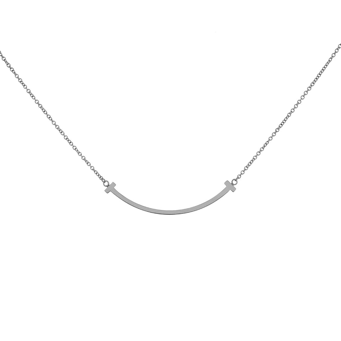 Tiffany & Co. 18K White Gold Small T Smile Pendant