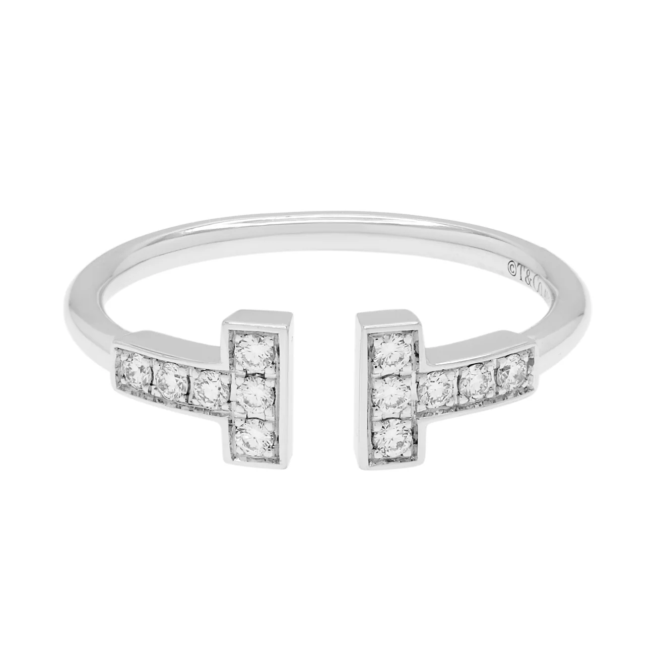 Tiffany & Co. 18K White Gold T Wire Diamond Ring