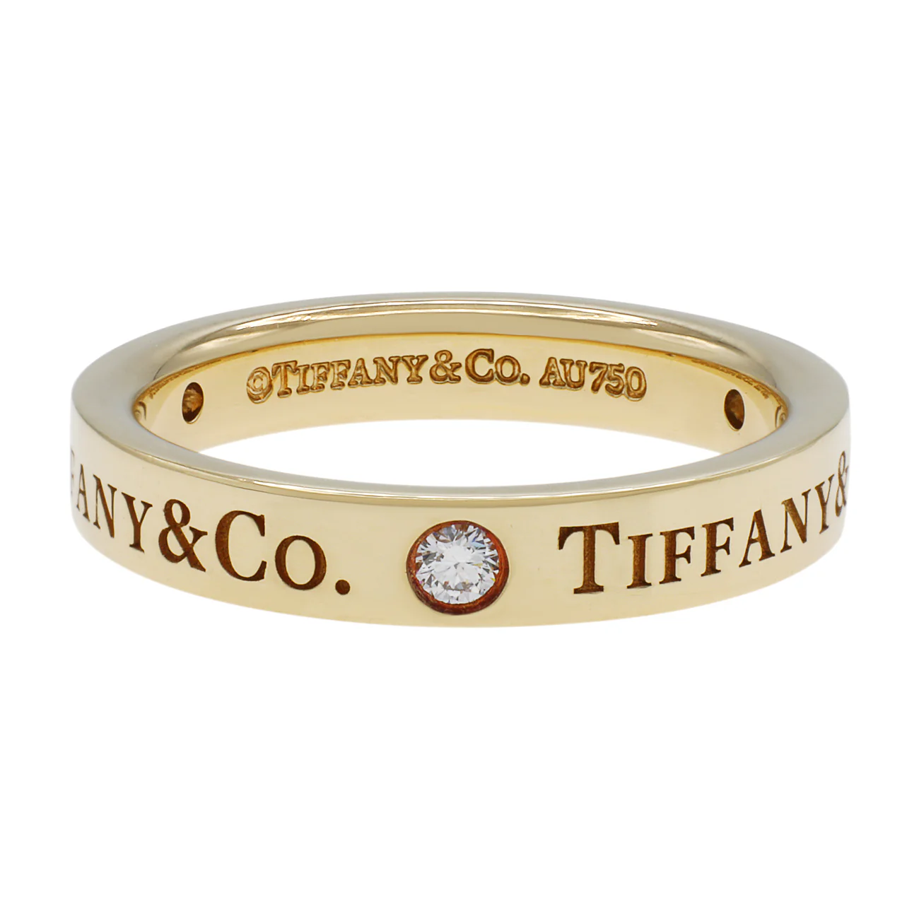 Tiffany & Co 18K Yellow Gold Diamond 3mm Band Ring