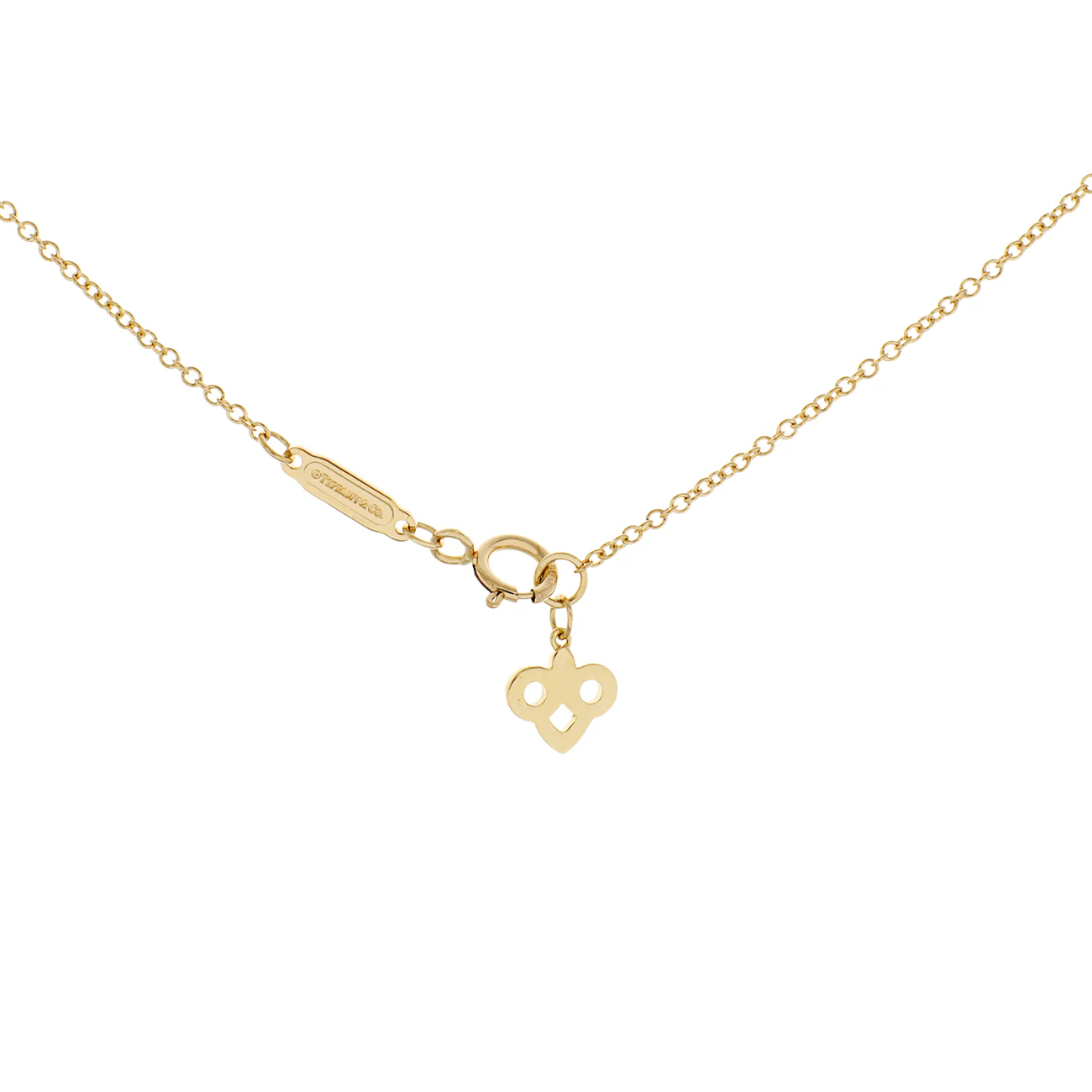 Tiffany & Co. 18K Yellow Gold Diamond Carnelian Fleur de Lis Pendant Necklace - Image 3