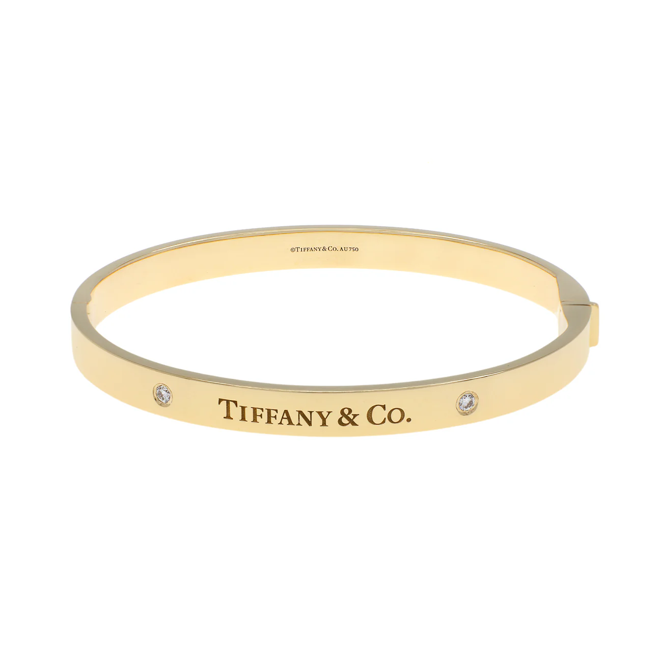 Tiffany & Co. 18K Yellow Gold Diamond Hinged Bangle