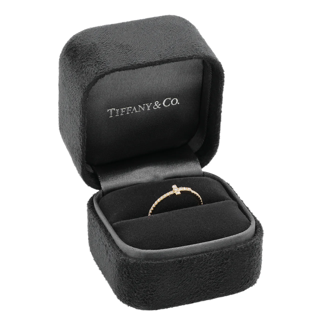 Tiffany & Co. 18K Yellow Gold Diamond T Wire Band Ring - Image 5