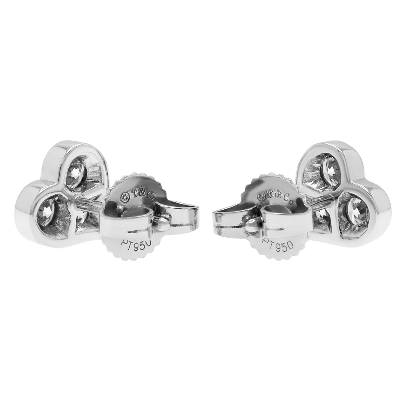 Tiffany & Co. 950 Platinum Diamond Heart Stud Earrings - Image 2