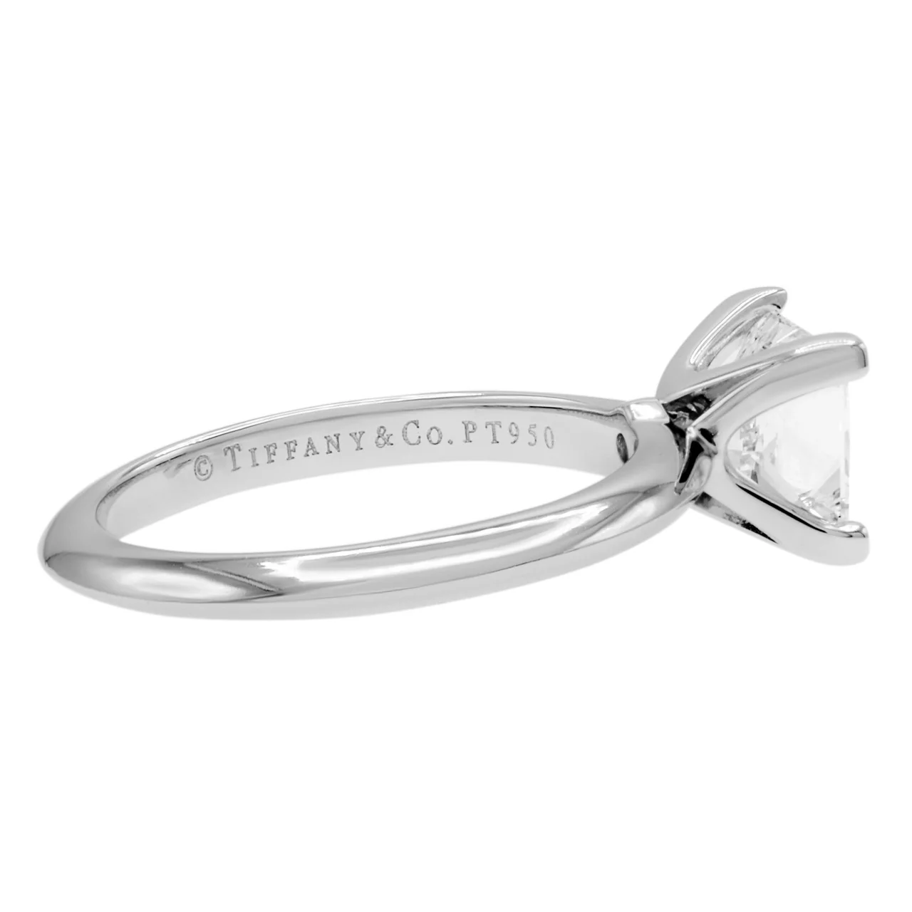 Tiffany & Co. Platinum 1.13 Carat Princess-cut Diamond Engagement Ring - Image 2