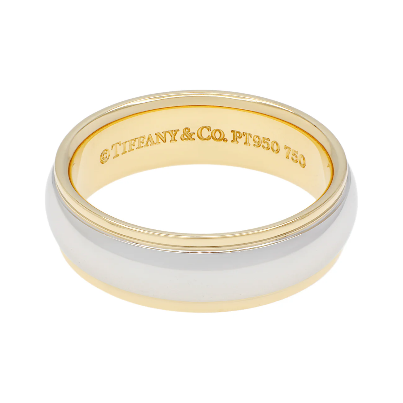 Tiffany & Co. Platinum 18K Yellow Gold 6mm Lucida Wedding Band Ring