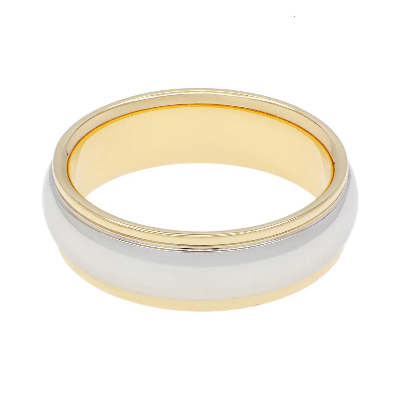 Tiffany & Co. Platinum 18K Yellow Gold 6mm Lucida Wedding Band Ring - Image 2