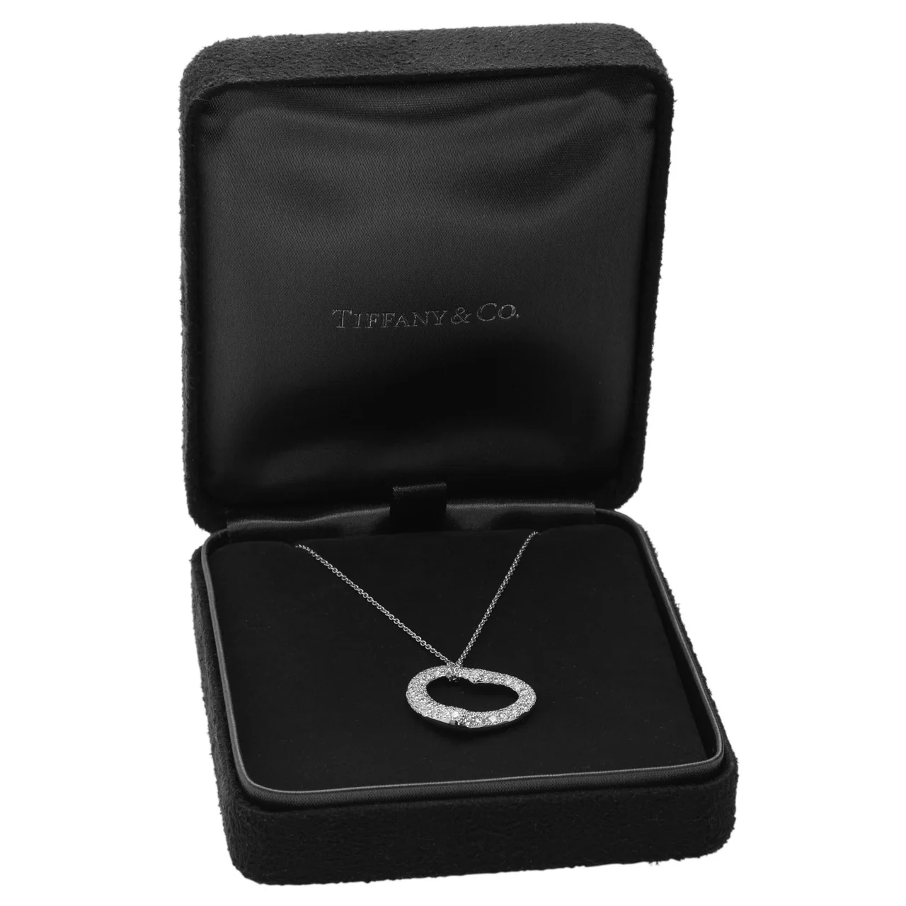 Tiffany & Co. Platinum Diamond 22mm Open Heart Pendant - Image 6