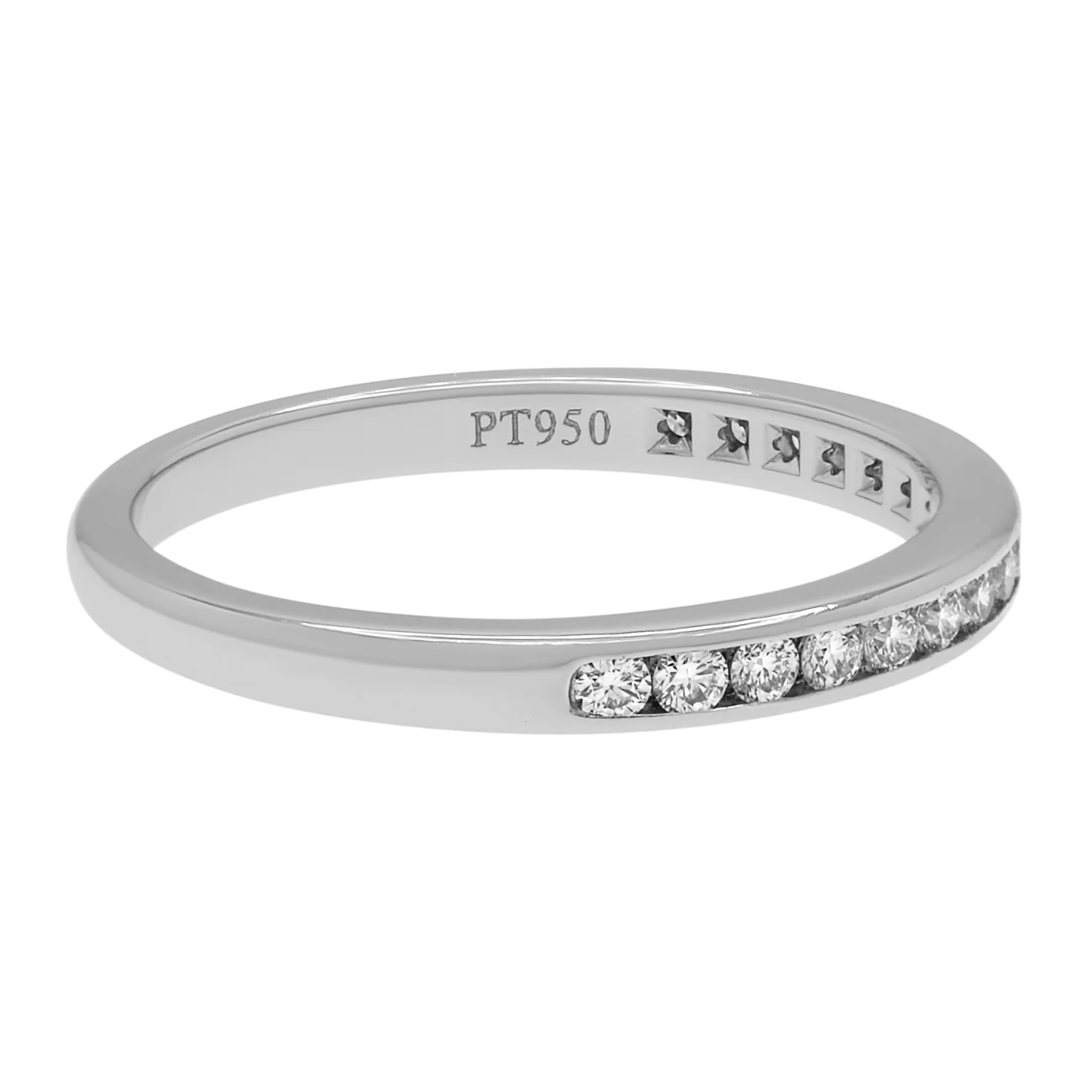 Tiffany & Co. Platinum Diamond 2mm Half Circle Wedding Band - Image 3