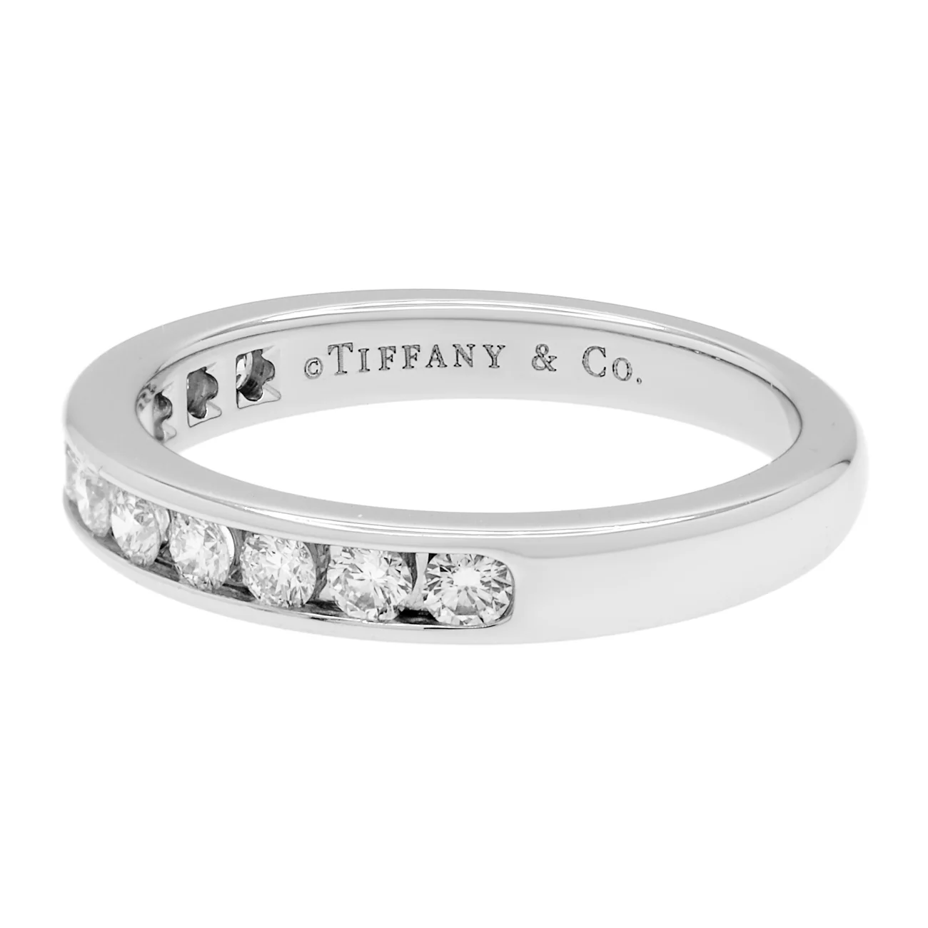 Tiffany & Co. Platinum Diamond 3mm Half Circle Wedding Band - Image 2