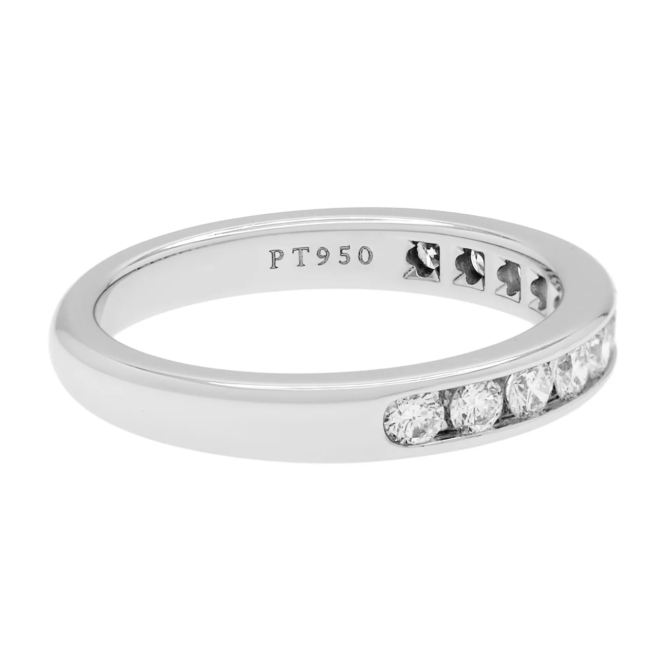 Tiffany & Co. Platinum Diamond 3mm Half Circle Wedding Band - Image 3
